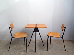 Set of Pair of Three-Leg Chairs and Bistro Table