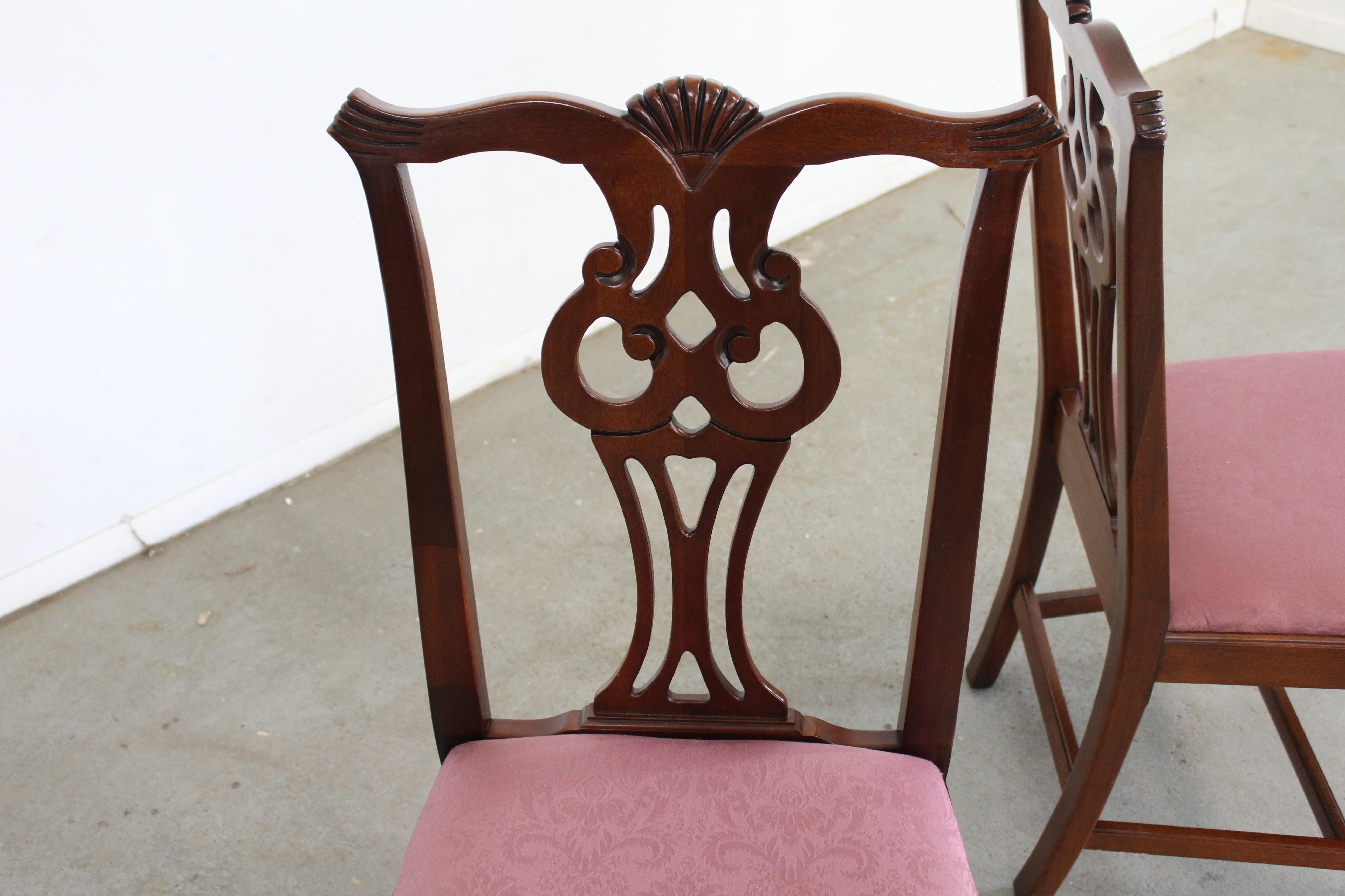 Set of Pair of Chippendale Solid Mahogany Dining Side Chairs by Century 3