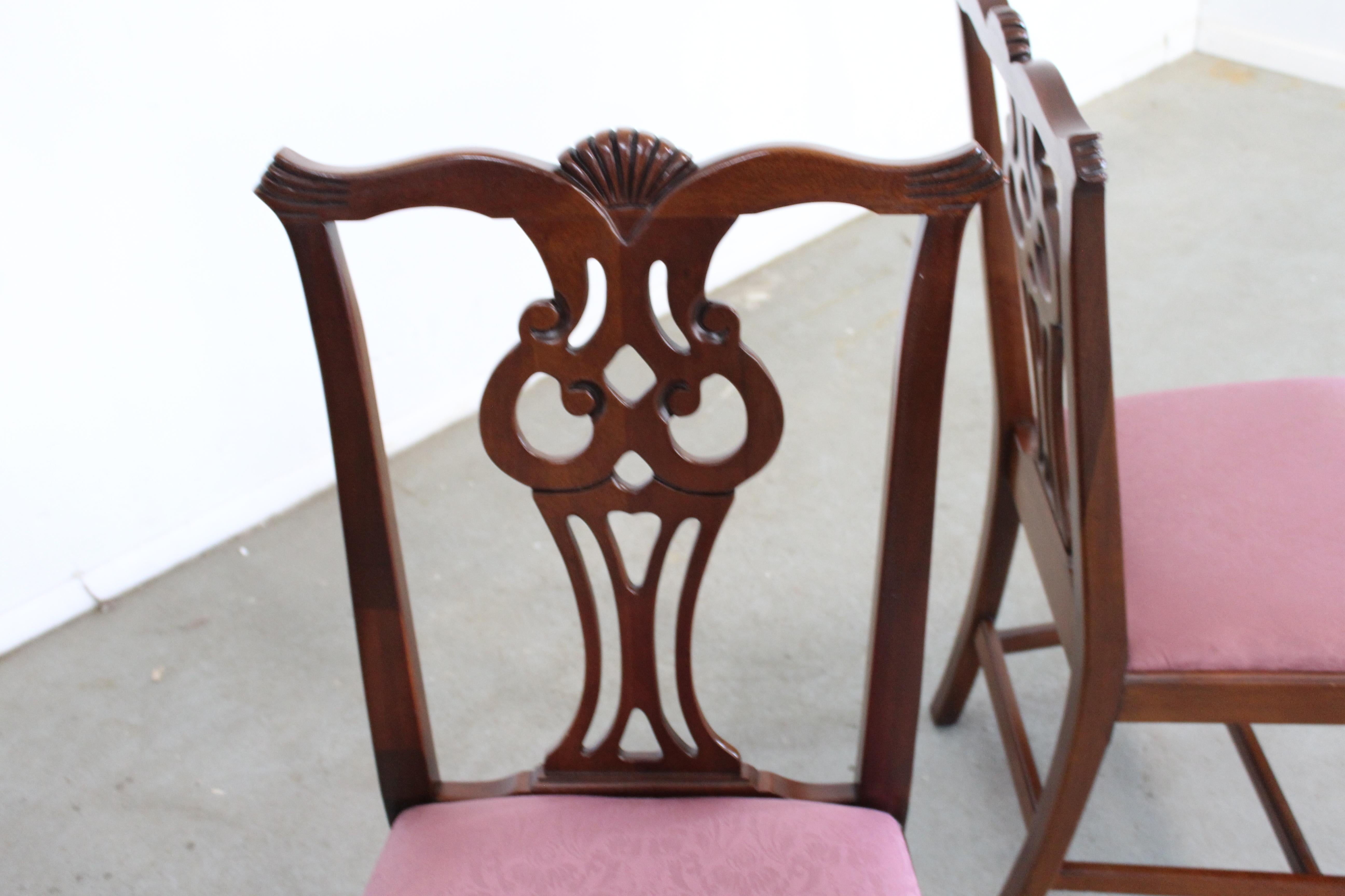 Set of Pair of Chippendale Solid Mahogany Dining Side Chairs by Century 8