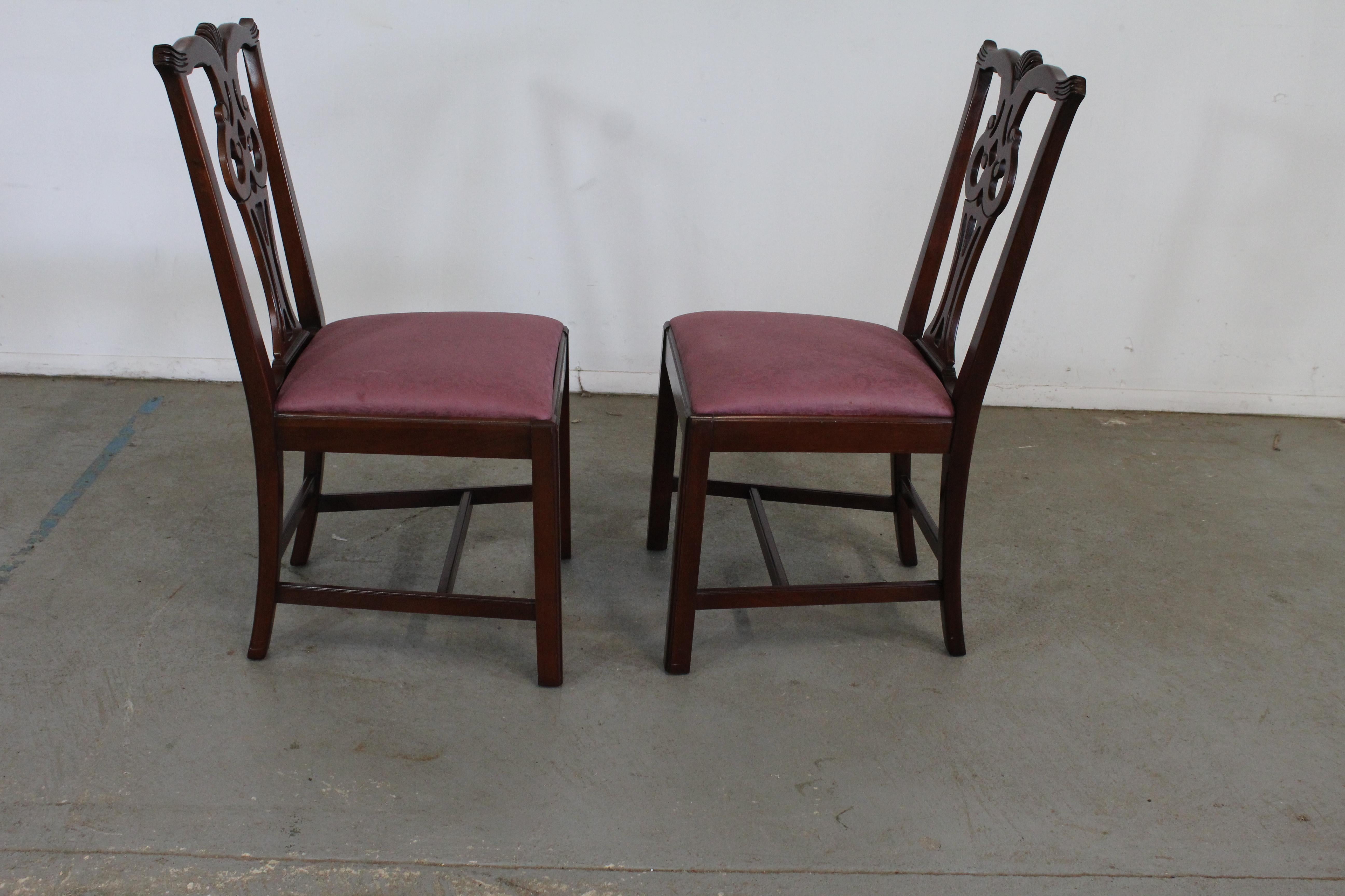 Set of Pair of Chippendale Solid Mahogany Dining Side Chairs by Century In Good Condition In Wilmington, DE