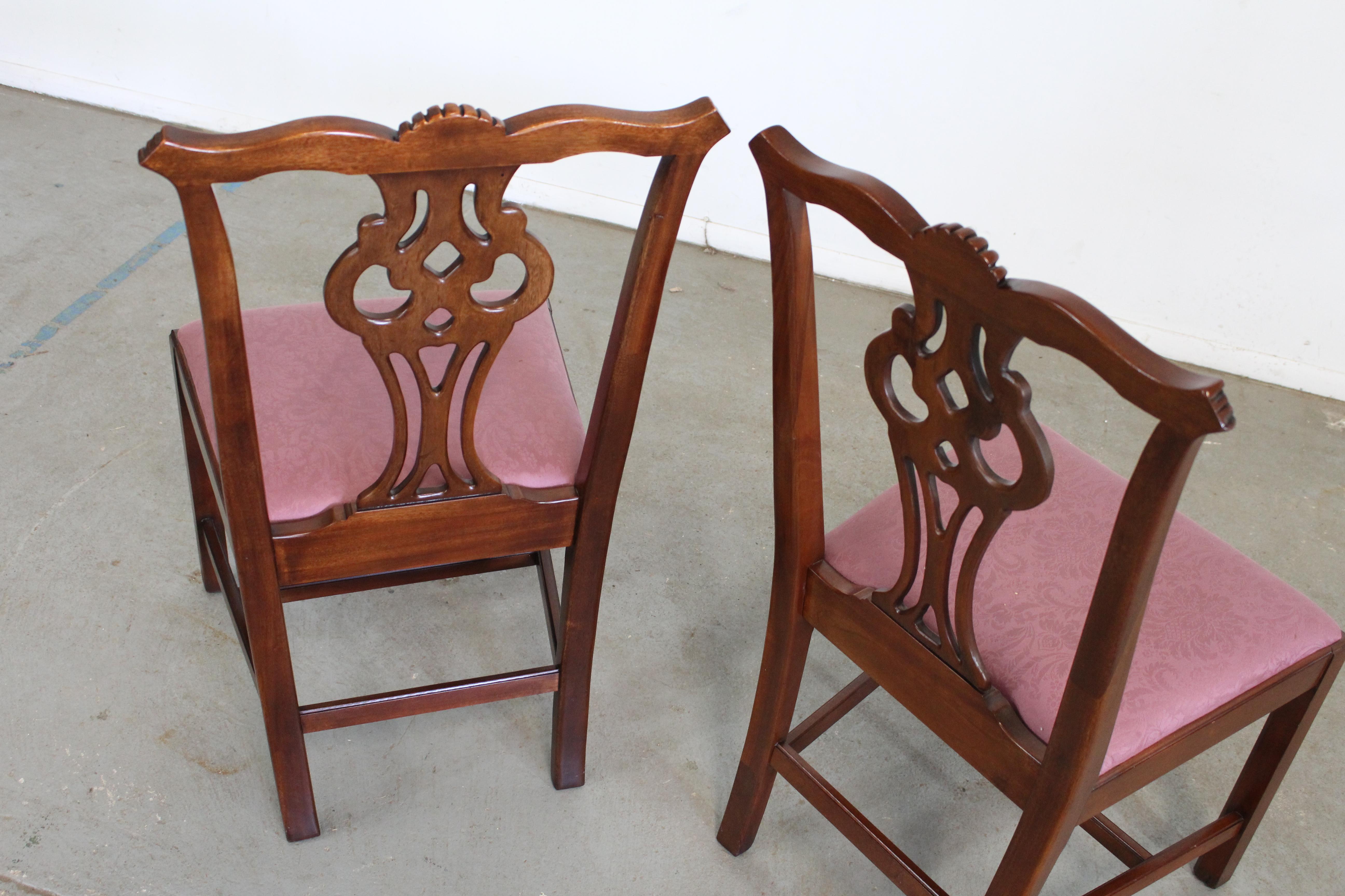 Set of Pair of Chippendale Solid Mahogany Dining Side Chairs by Century 2