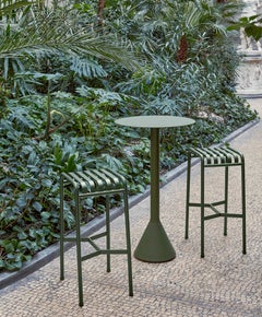 Set of Palissade Cone Table & Bar Stools-olive-by Ronan/Erwan Bouroullec for Hay