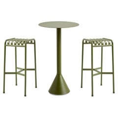 Set of Palissade Cone Table & Bar Stools-olive-by Ronan/Erwan Bouroullec for Hay