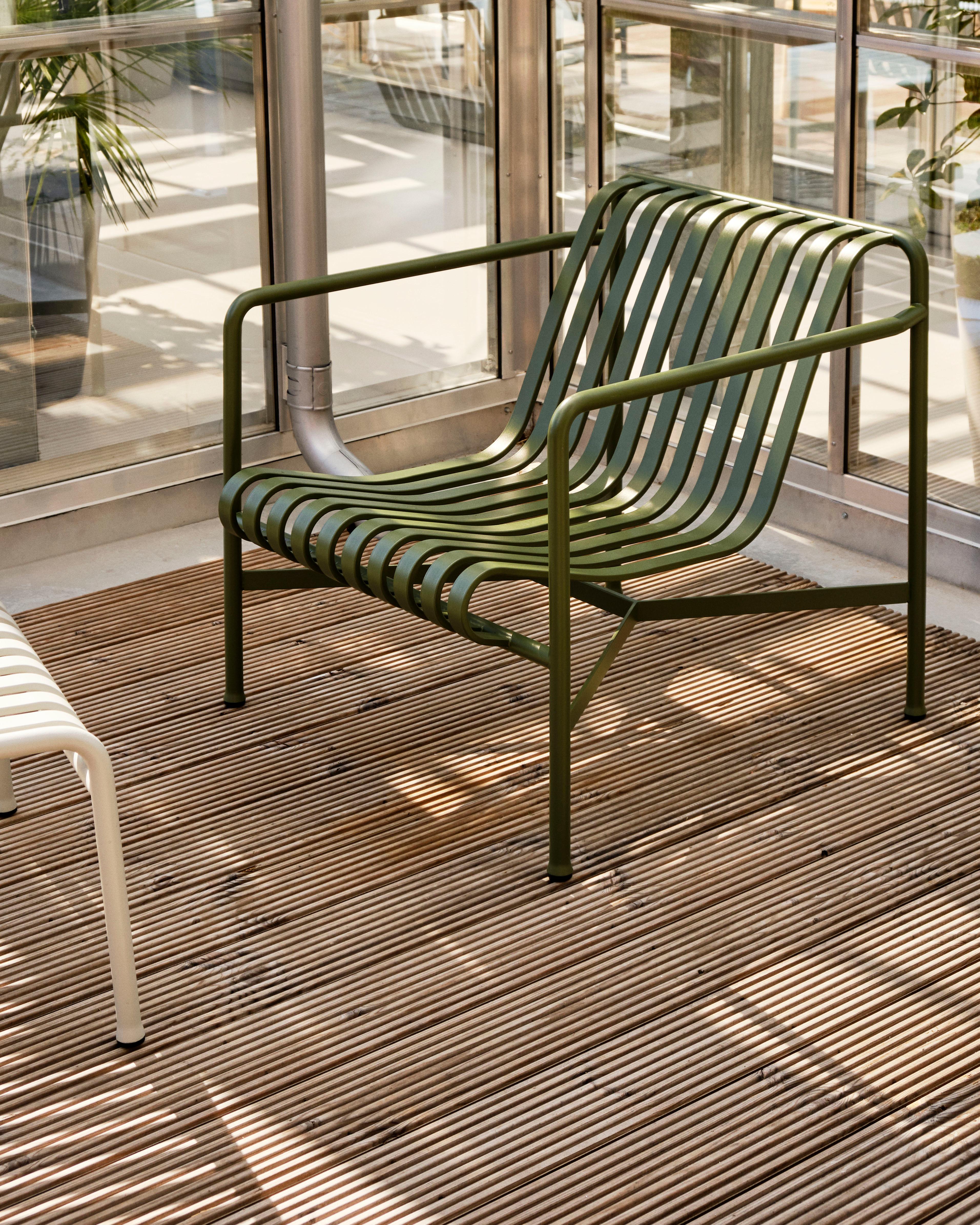 Powder-Coated Set of Palissade Lounge Chairs & Ottoman Olive by Ronan/Erwan Bouroullec for Hay For Sale