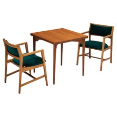 Set of Palle Suenson Side Table in Solid Teak with Edward Wormley Armchairs 