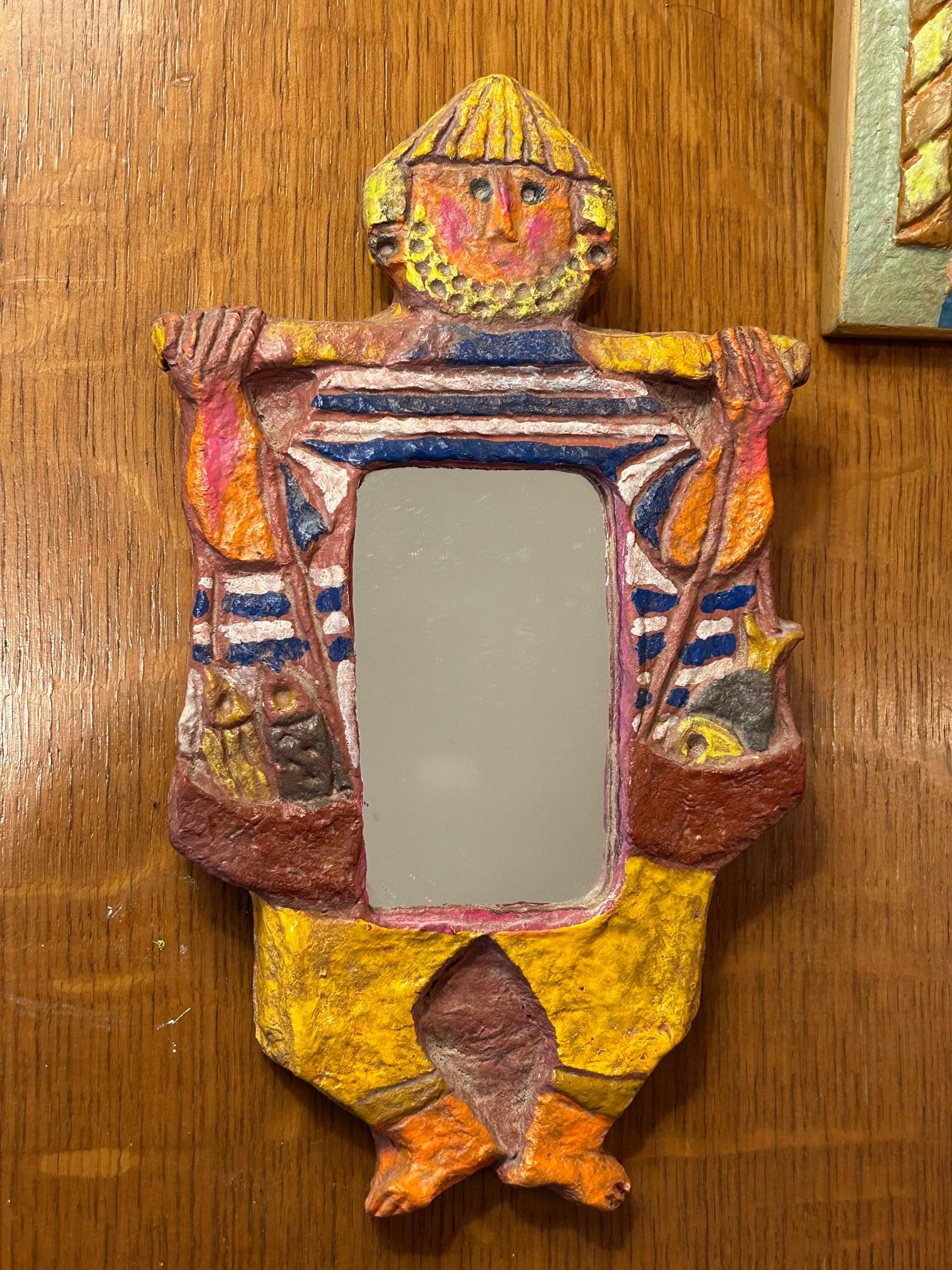 Conjunto de espejo de papel maché de Les Argonautes, Francia años 70 Hecho a mano en venta