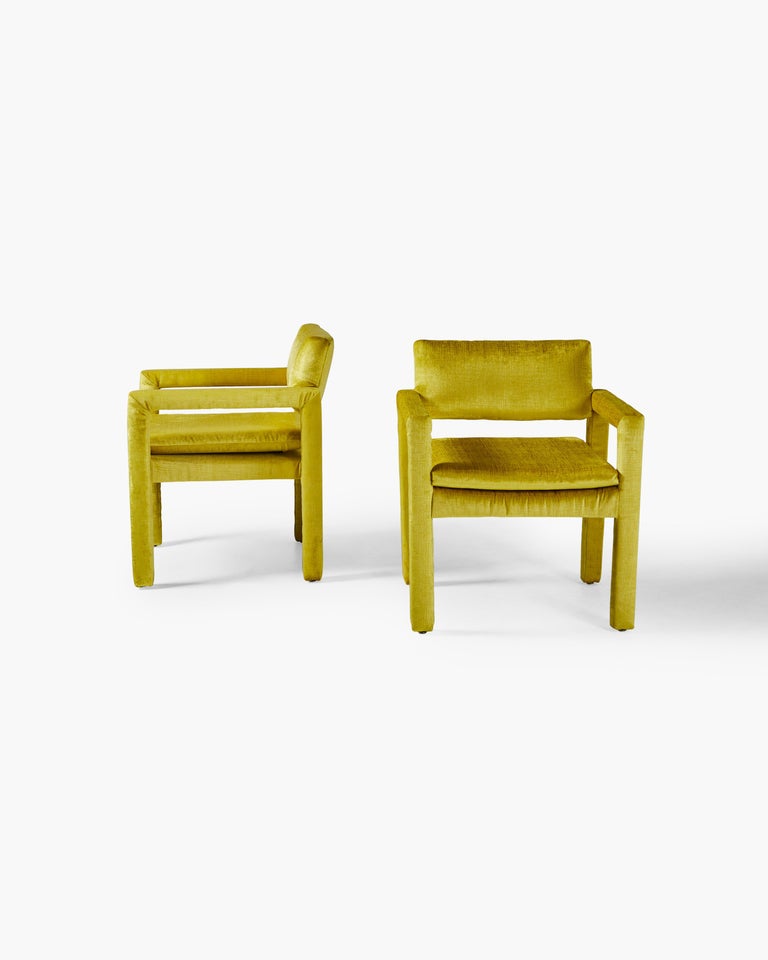 Velvet Set of Parsons Chairs by Milo Baughman, Represented by Tuleste Factory  For Sale