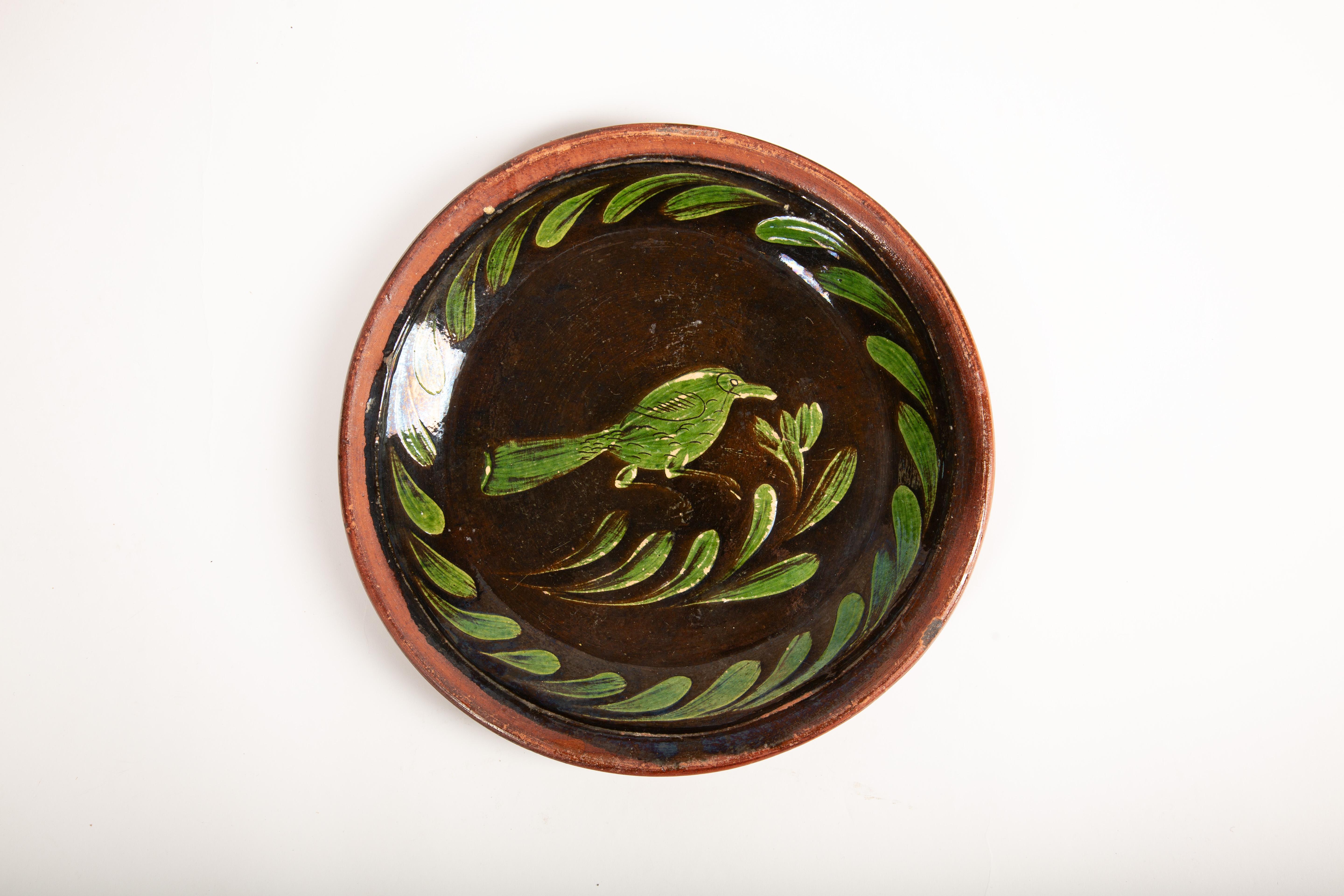 Set of Patamban Michoacán Folk Art Plates – Mid-20th Century Mexican Redware 1