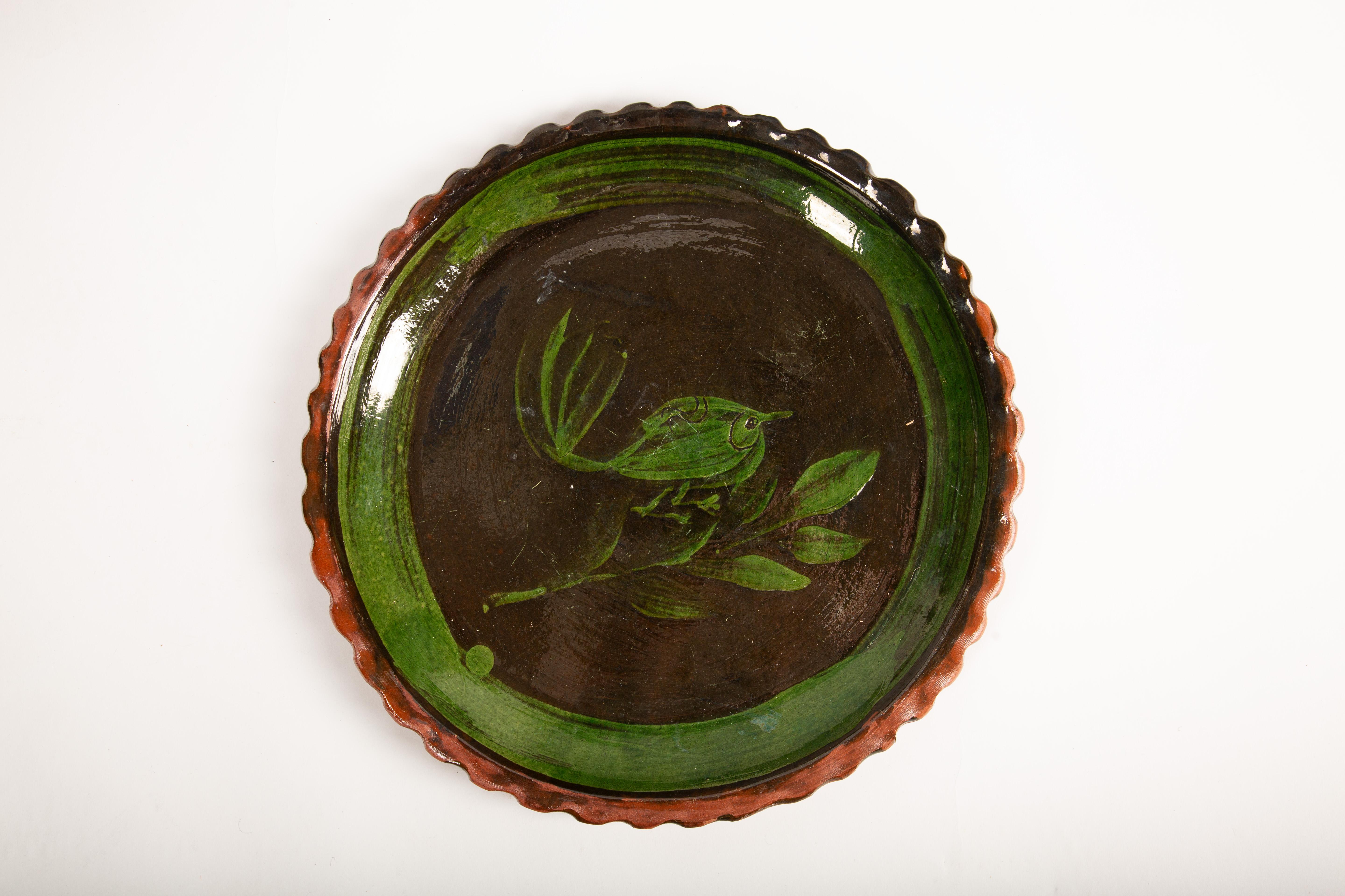 Set of Patamban Michoacán Folk Art Plates – Mid-20th Century Mexican Redware 2