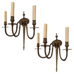 Set of Patinated Bronze English Sconces. Sold Per Pair.