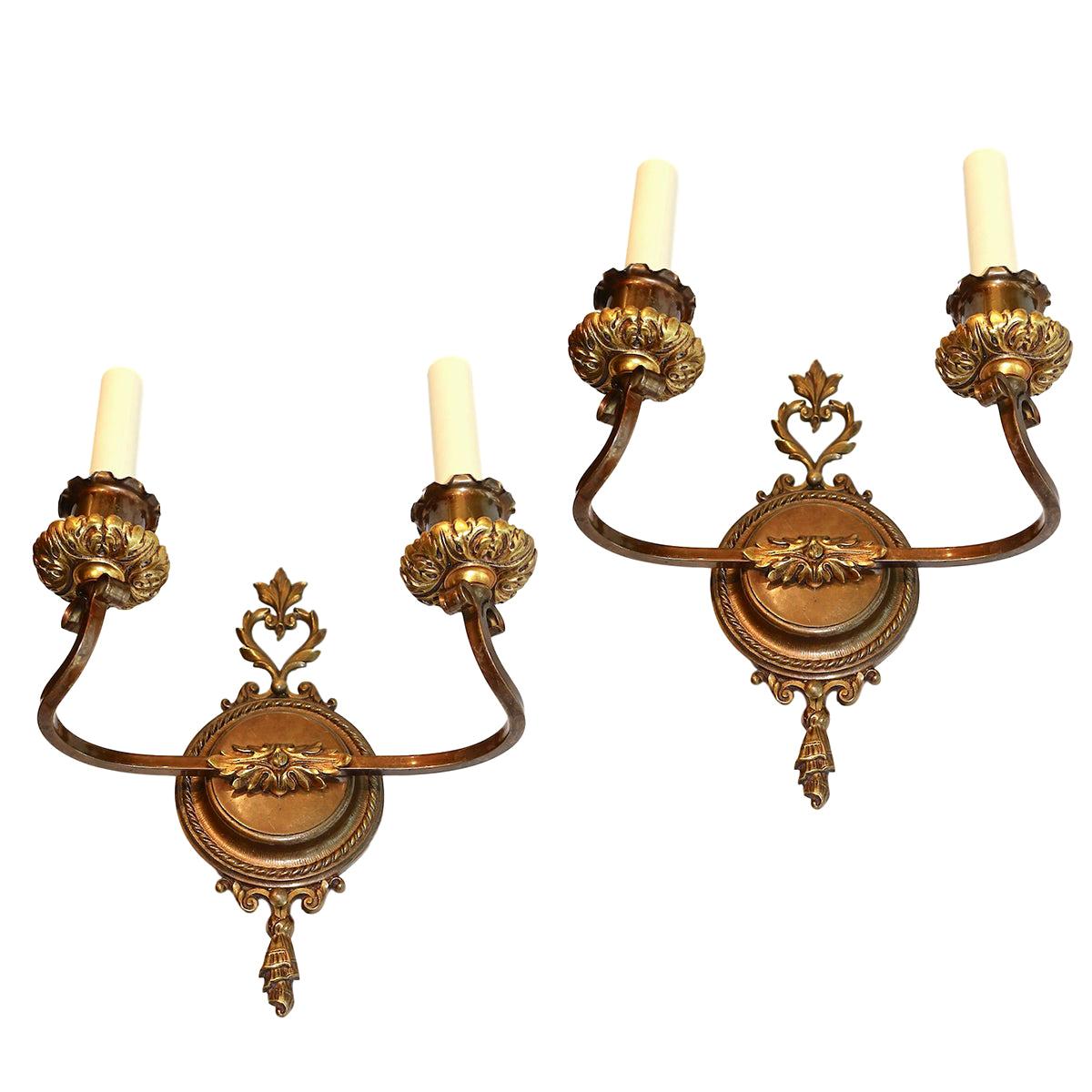 Set of Patinated Bronze French Sconces, Sold in Pairs For Sale