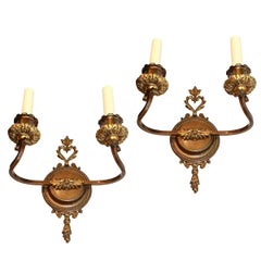 Vintage Set of Patinated Bronze French Sconces, Sold in Pairs