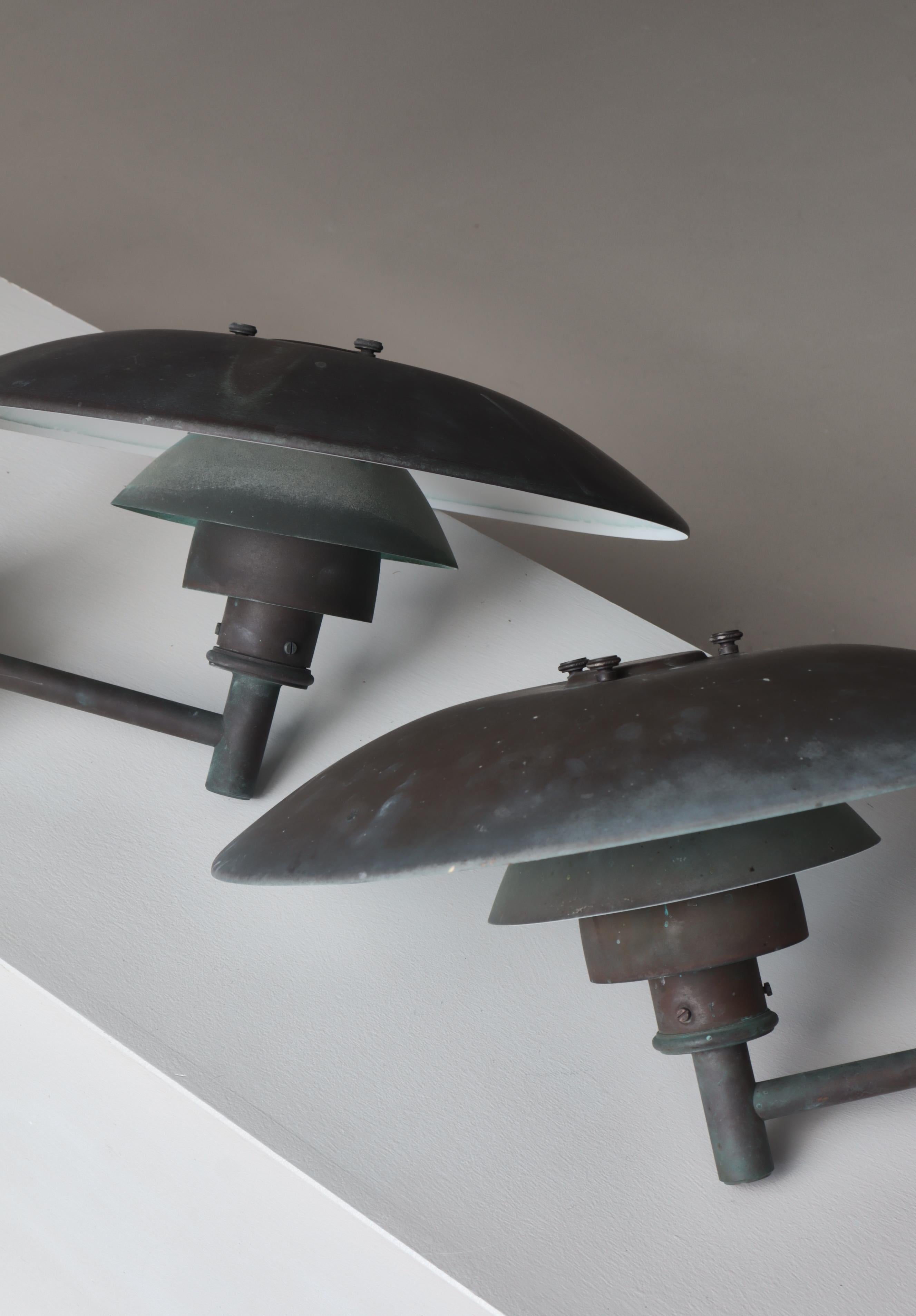 Danish Set of Patinated Copper Outdoor PH-lamps, Poul Henningesen, Louis Poulsen, 1970s For Sale