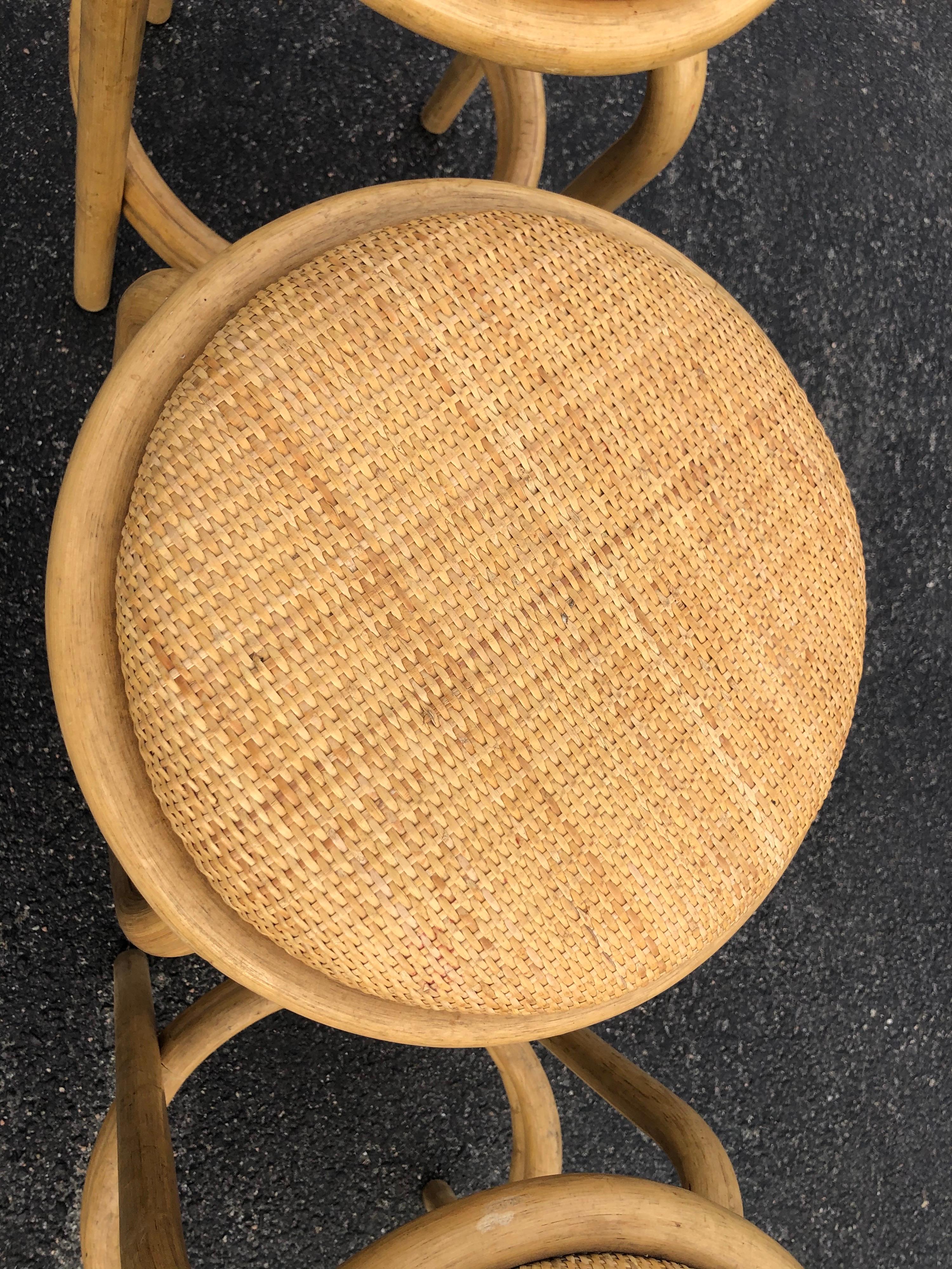 Set of Paul Frankl Style Rattan Bar or Counter Stools 2