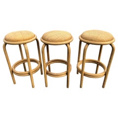 Set of Paul Frankl Style Rattan Bar or Counter Stools