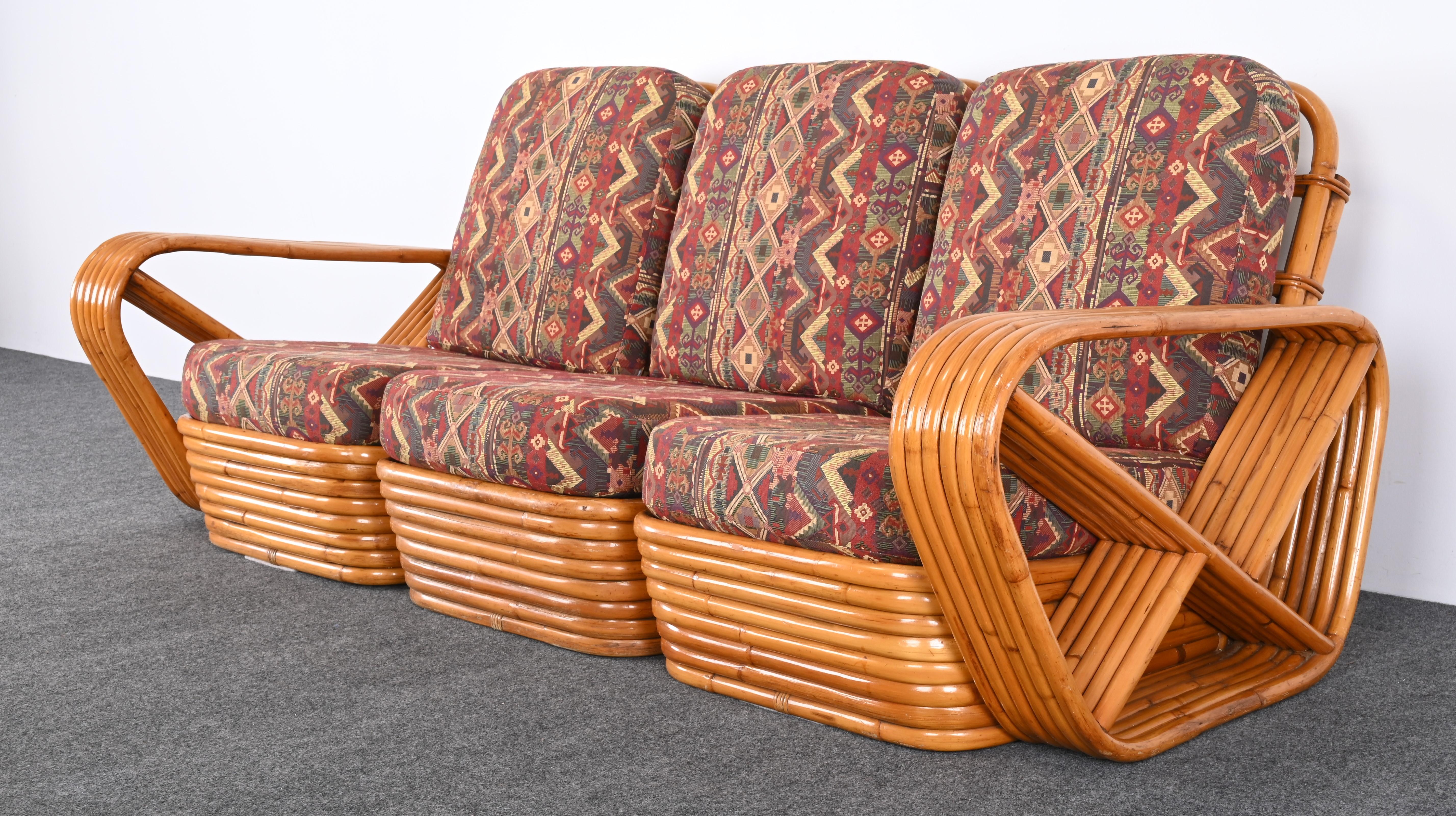 Mid-20th Century Set of Paul Frankl Style Rattan Furniture, 1940s For Sale