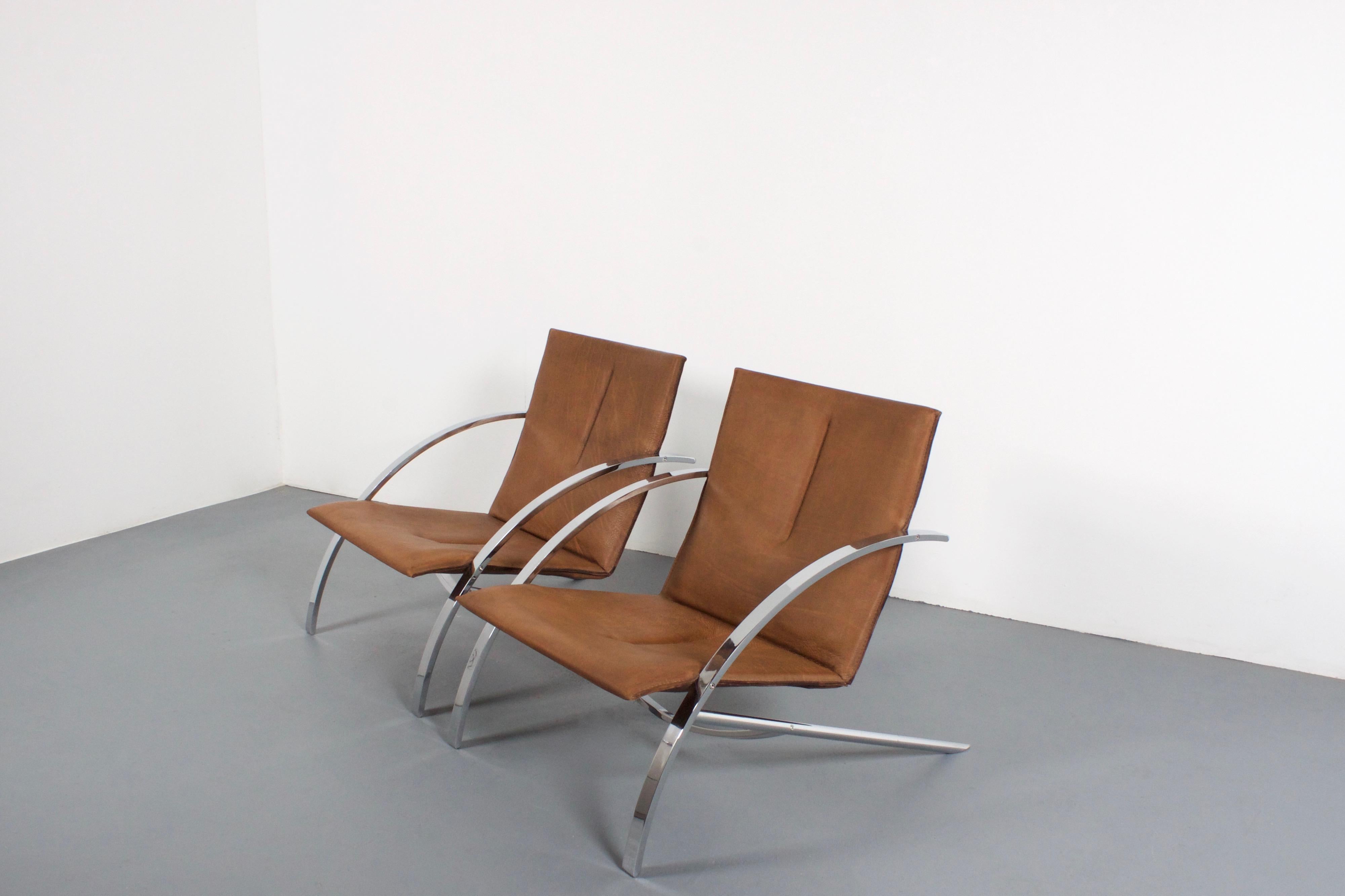 Mid-Century Modern Set of Paul Tuttle ‘Arco’ Lounge Chairs for Strässle, Switzerland, 1970s