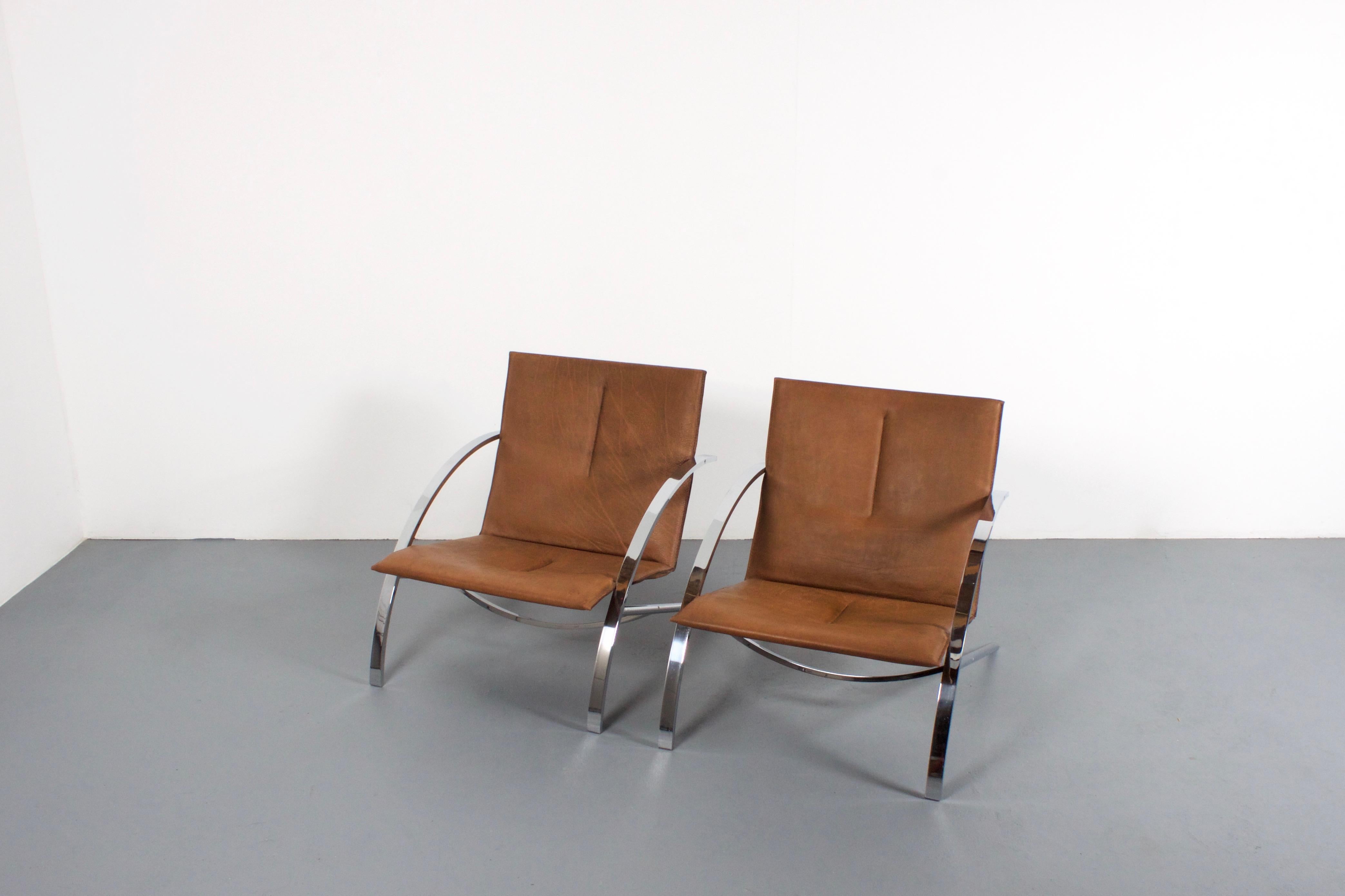 Swiss Set of Paul Tuttle ‘Arco’ Lounge Chairs for Strässle, Switzerland, 1970s