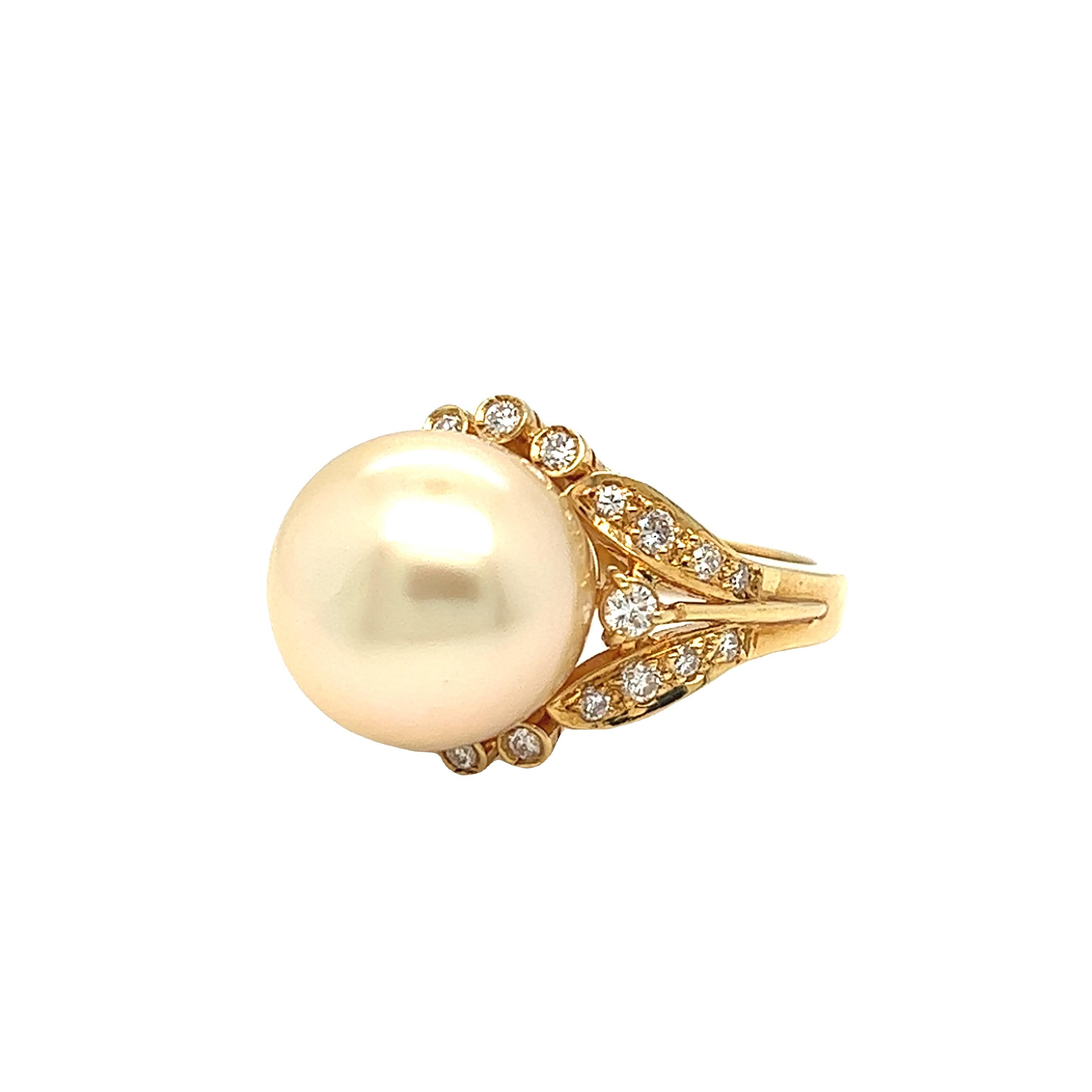 Round Cut Set of Pearl and Diamond Ring and Pendant Enhancer 18k Yellow Gold For Sale