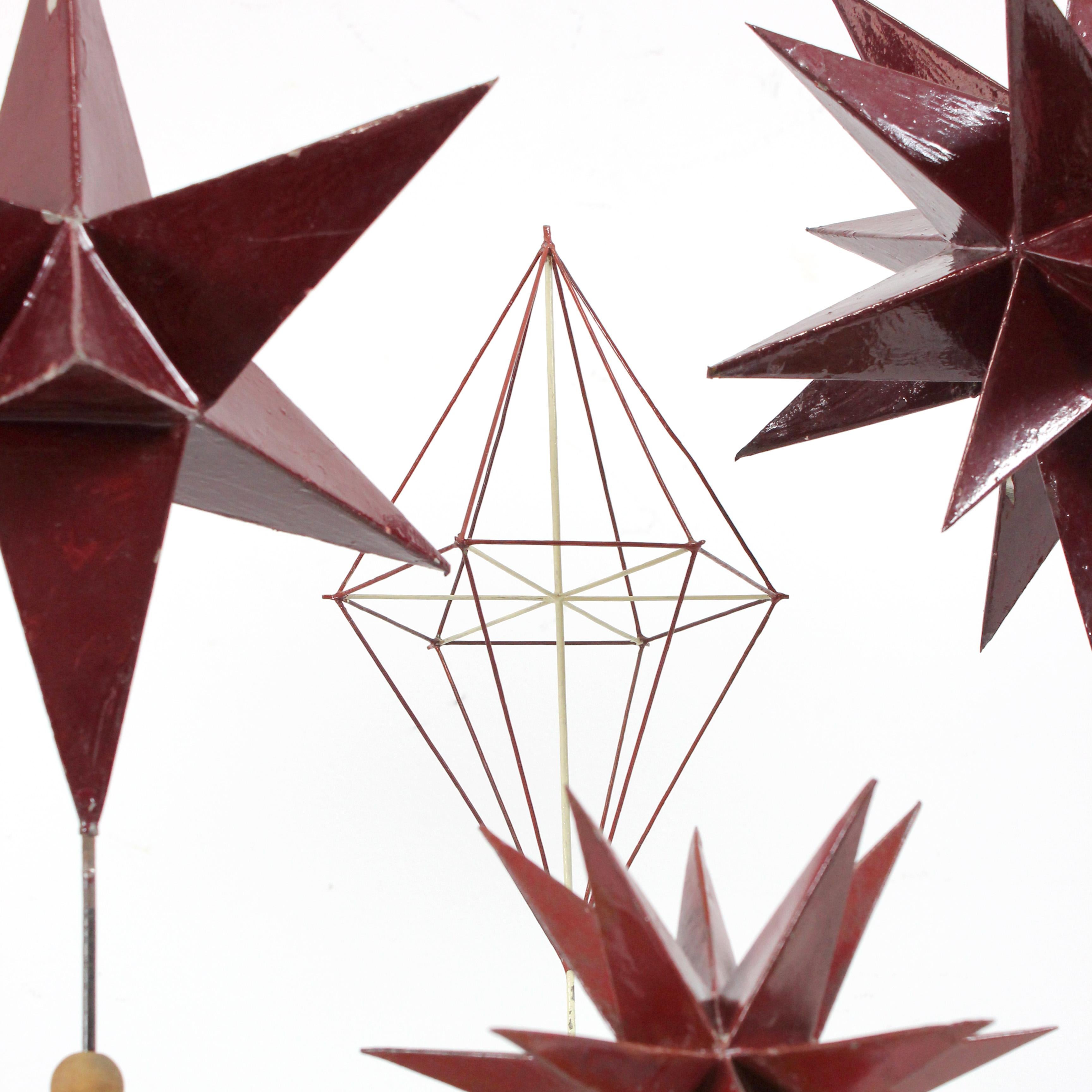 Set of pedagogical models of polygonal shapes in red lacquered zinc with wood im Angebot 3