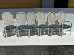 Set of Pencil Reed Rattan Dining Chairs