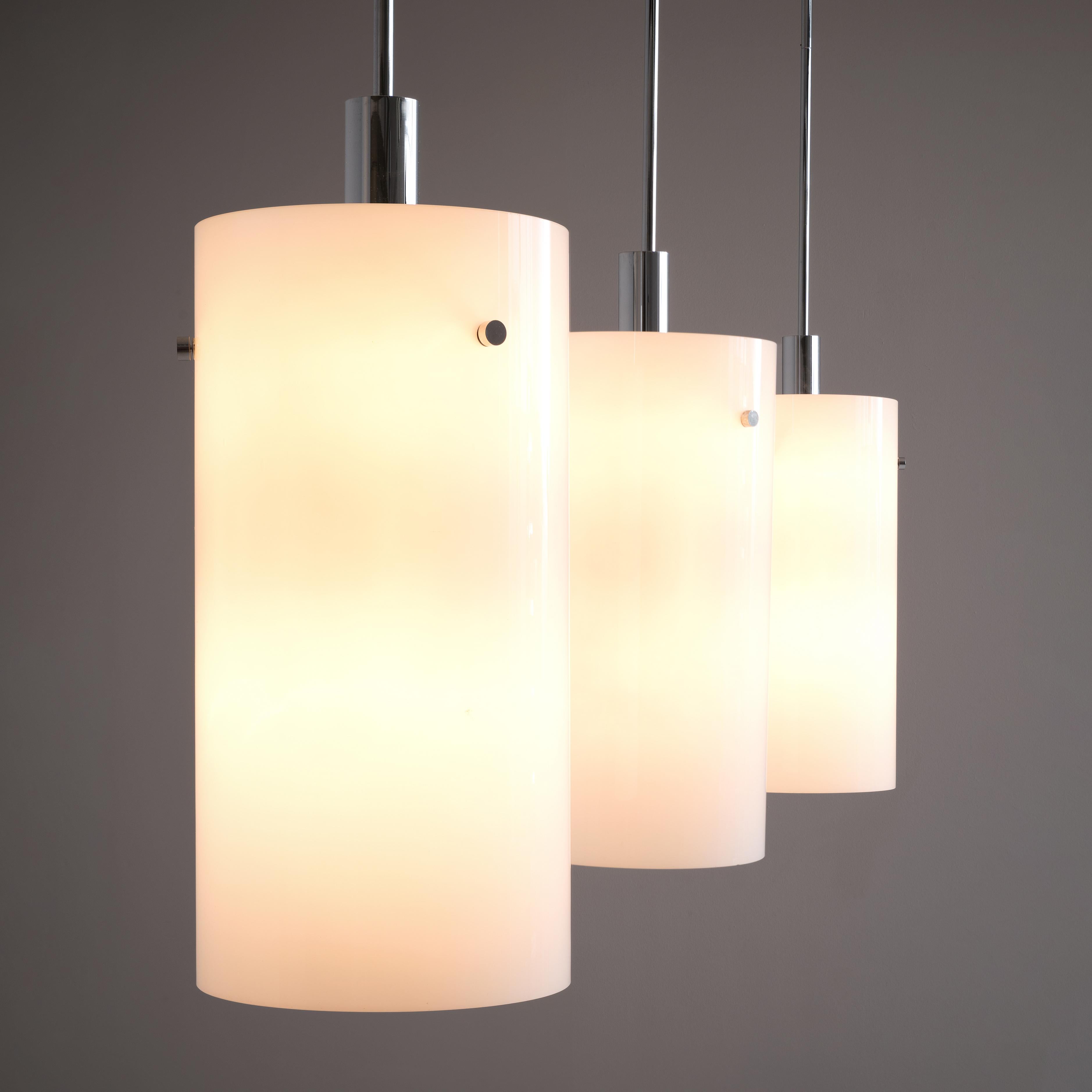 Mid-Century Modern Pendant Lamps with White Glass Shade