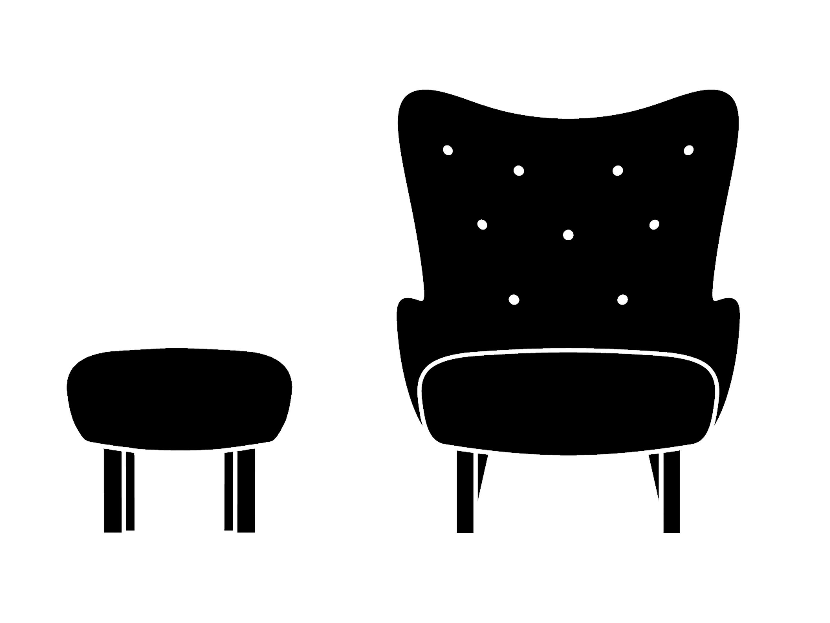 Scandinave moderne Ensemble chaise longue et pouf Petra en noyer//COM (matériau du client) pour AT&T en vente