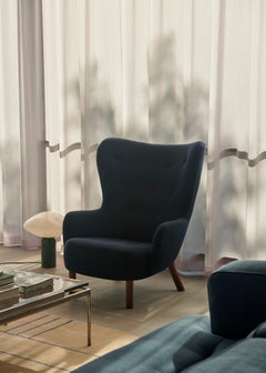 Set of Petra Lounge Chair & Pouf-Vidar554 Fabric Kvadrat/Oak- by Viggo Boesen