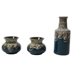 Set of Petrol Green Fat Lava West German Pottery, W-Germany, 1970s