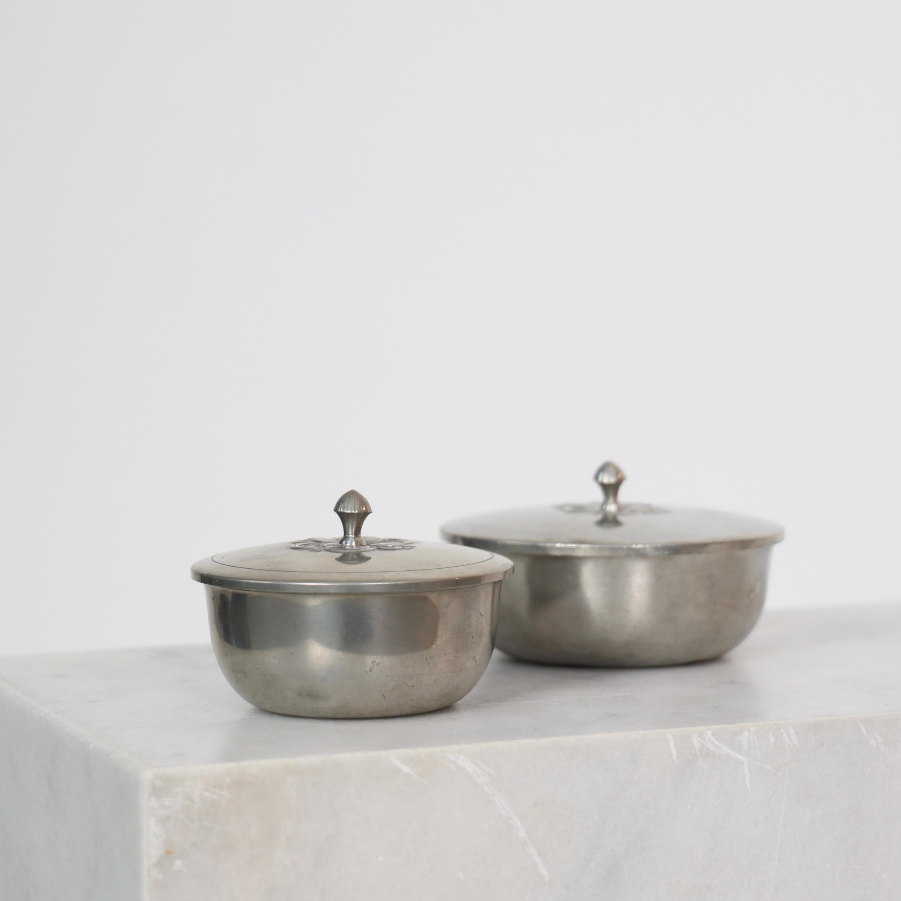 Set of Pewter Bonbonnieres by Just Andersen, 1910s, Denmark In Good Condition For Sale In Værløse, DK