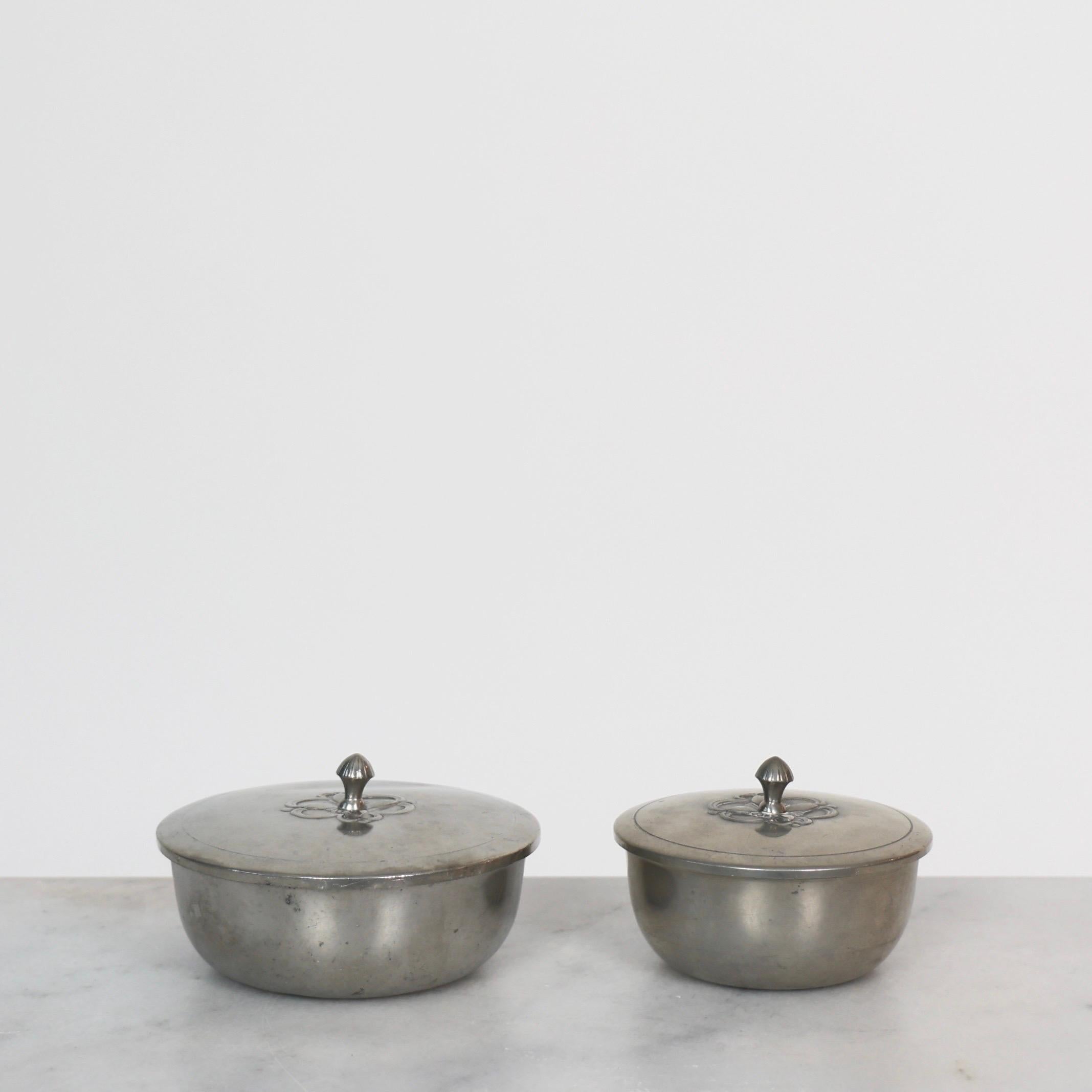 Early 20th Century Set of Pewter Bonbonnieres by Just Andersen, 1910s, Denmark For Sale