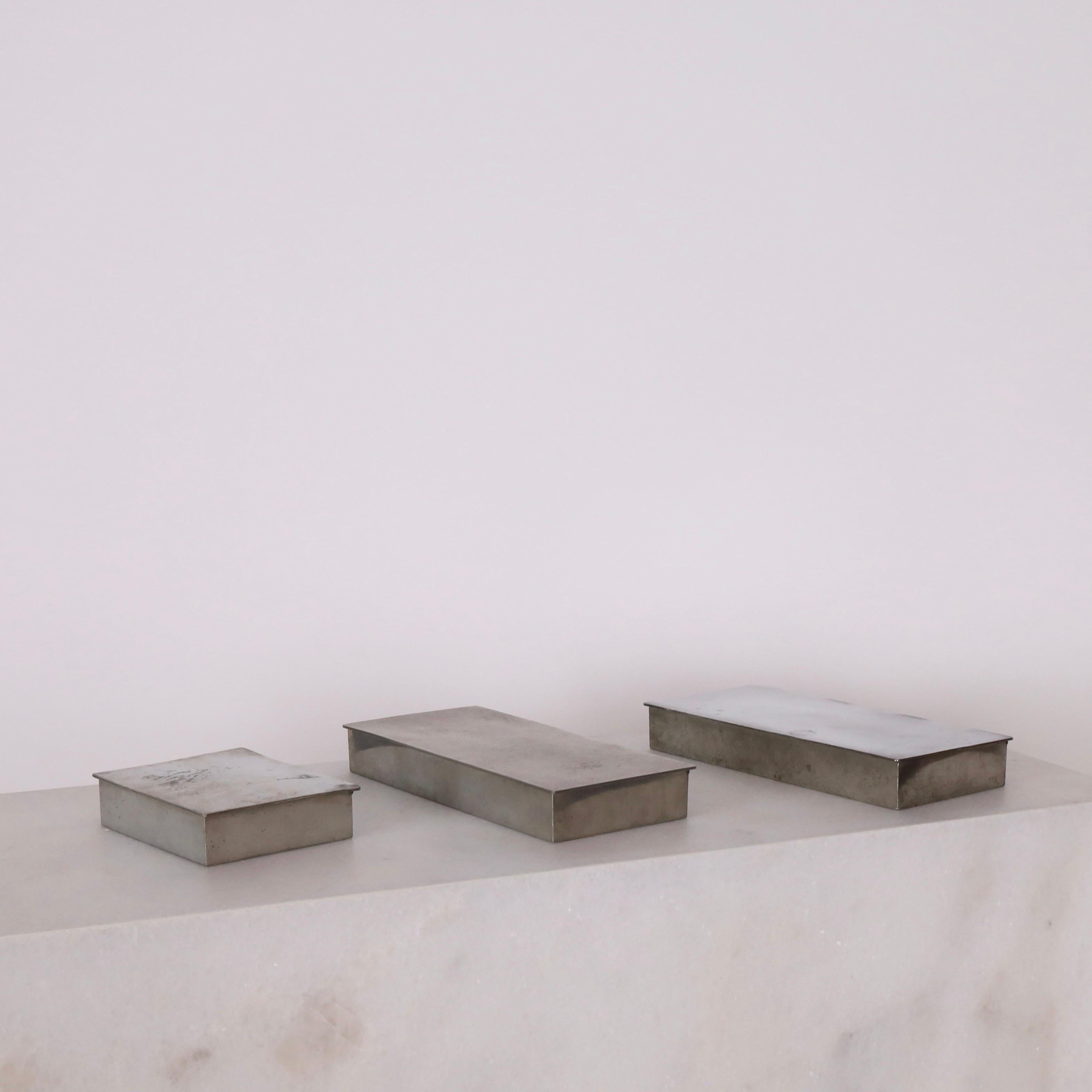 Danish Set of Pewter boxes designed by Arne Erkers for Just Andersen, 1950s, Denmark
