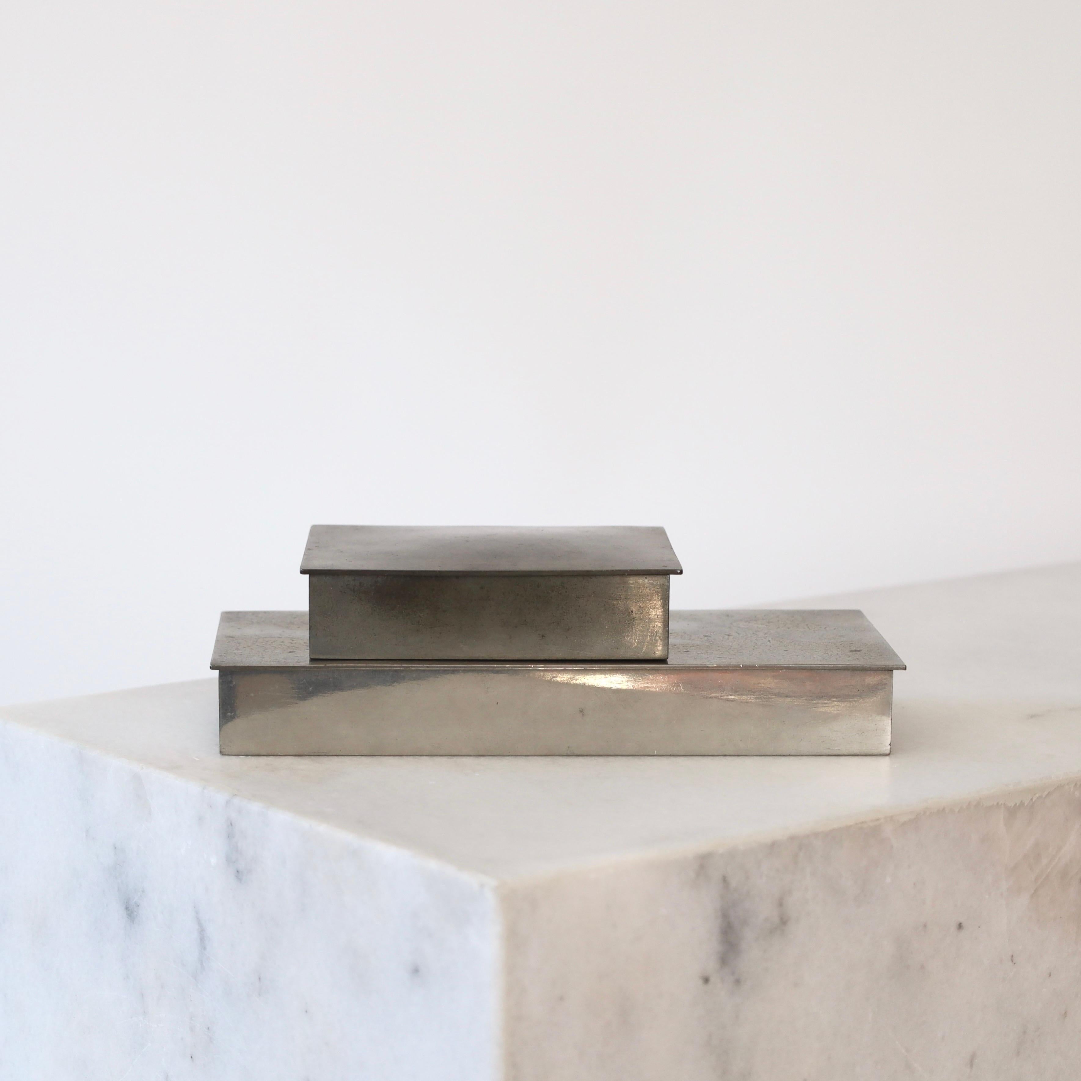 Danish Set of Pewter boxes designed by Arne Erkers for Just Andersen, 1950s, Denmark For Sale