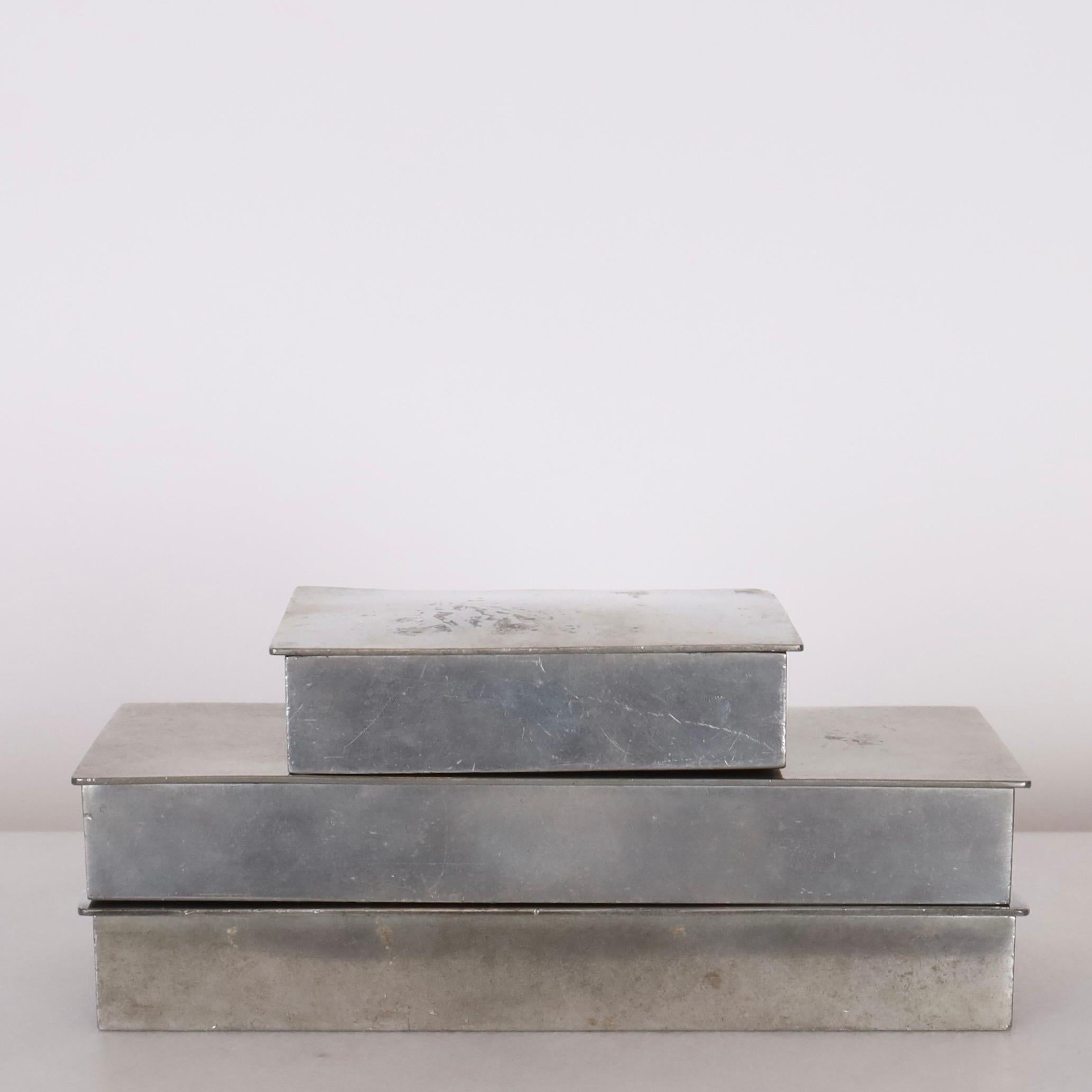 Mid-20th Century Set of Pewter boxes designed by Arne Erkers for Just Andersen, 1950s, Denmark