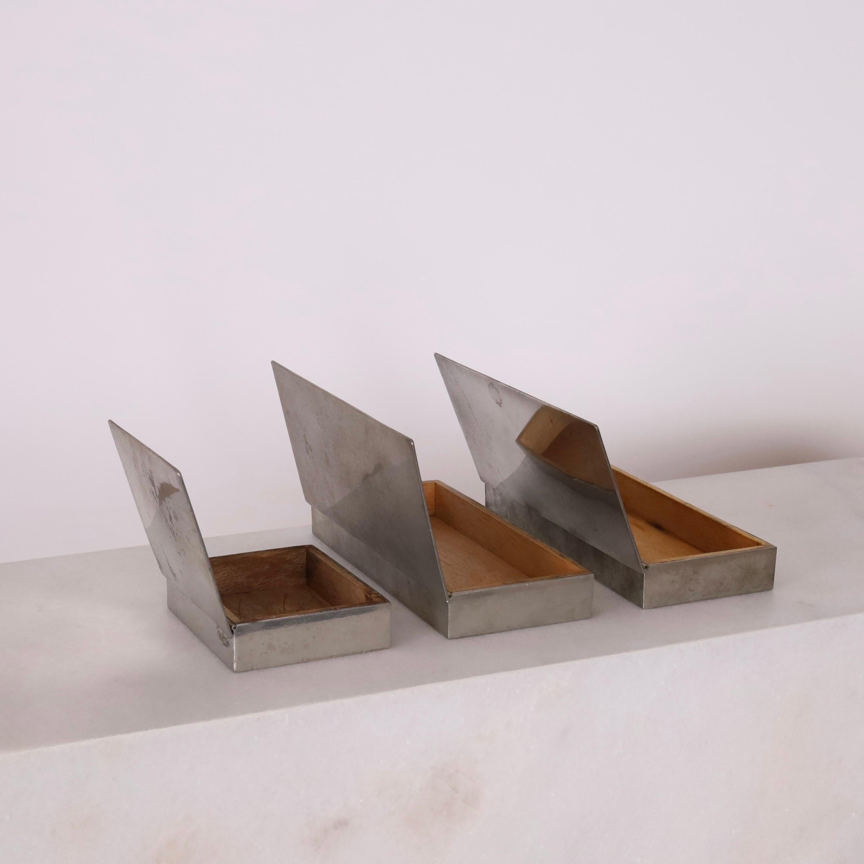Set of Pewter boxes designed by Arne Erkers for Just Andersen, 1950s, Denmark 3