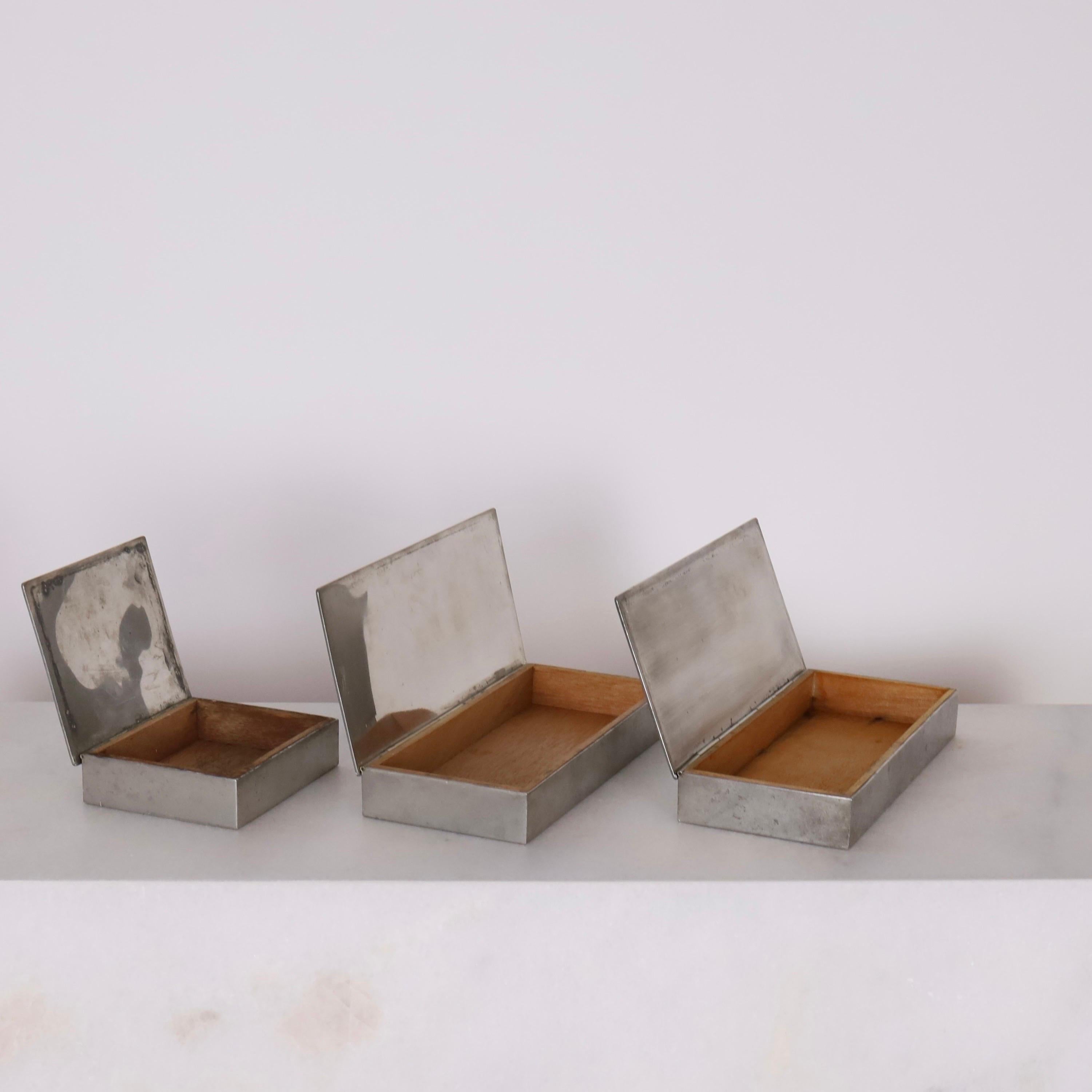 Set of Pewter boxes designed by Arne Erkers for Just Andersen, 1950s, Denmark 4