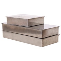 Set of Pewter boxes designed by Arne Erkers for Just Andersen, 1950s, Denmark