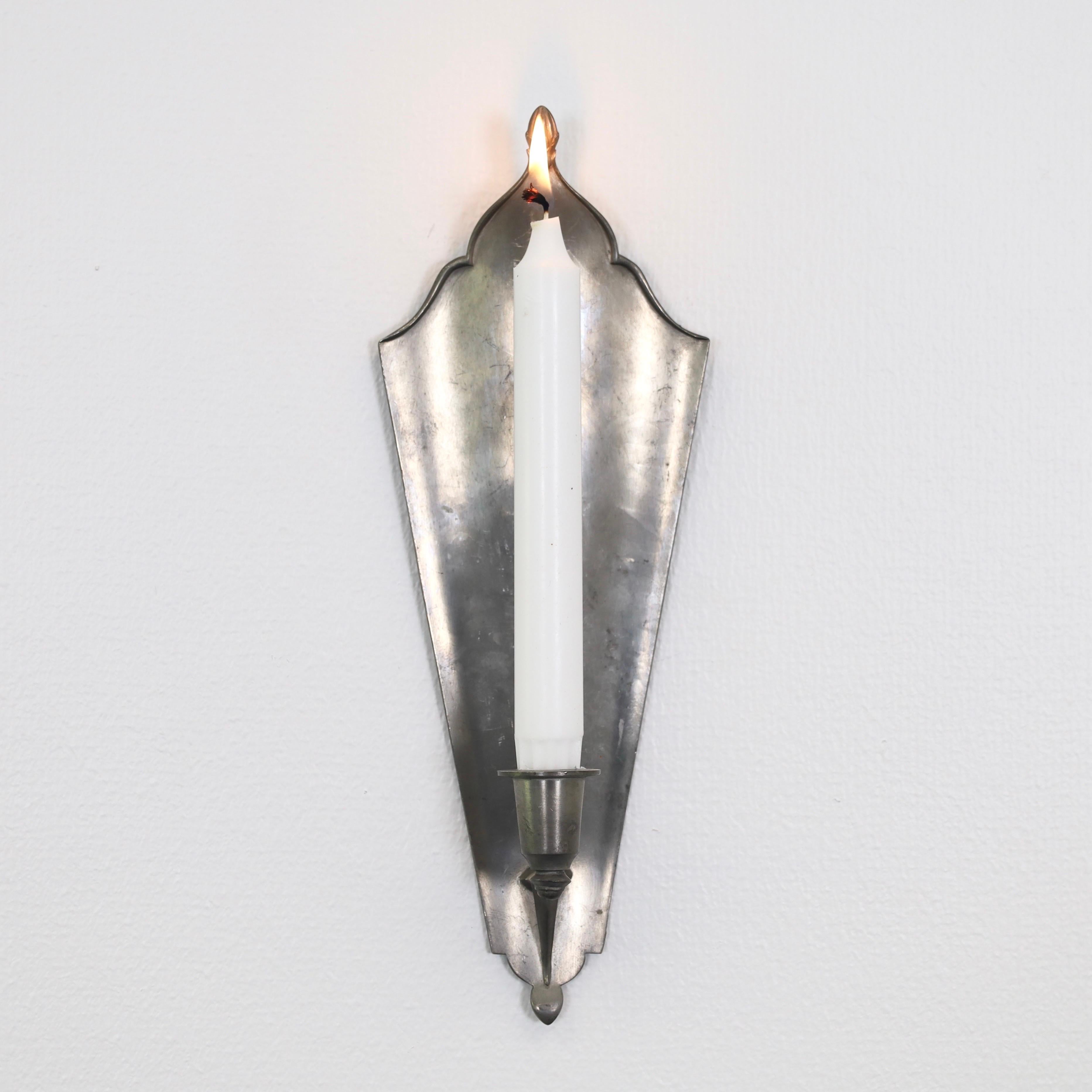 Pewter Candle Sconces by Just Andersen, 1920s, Denmark For Sale 1