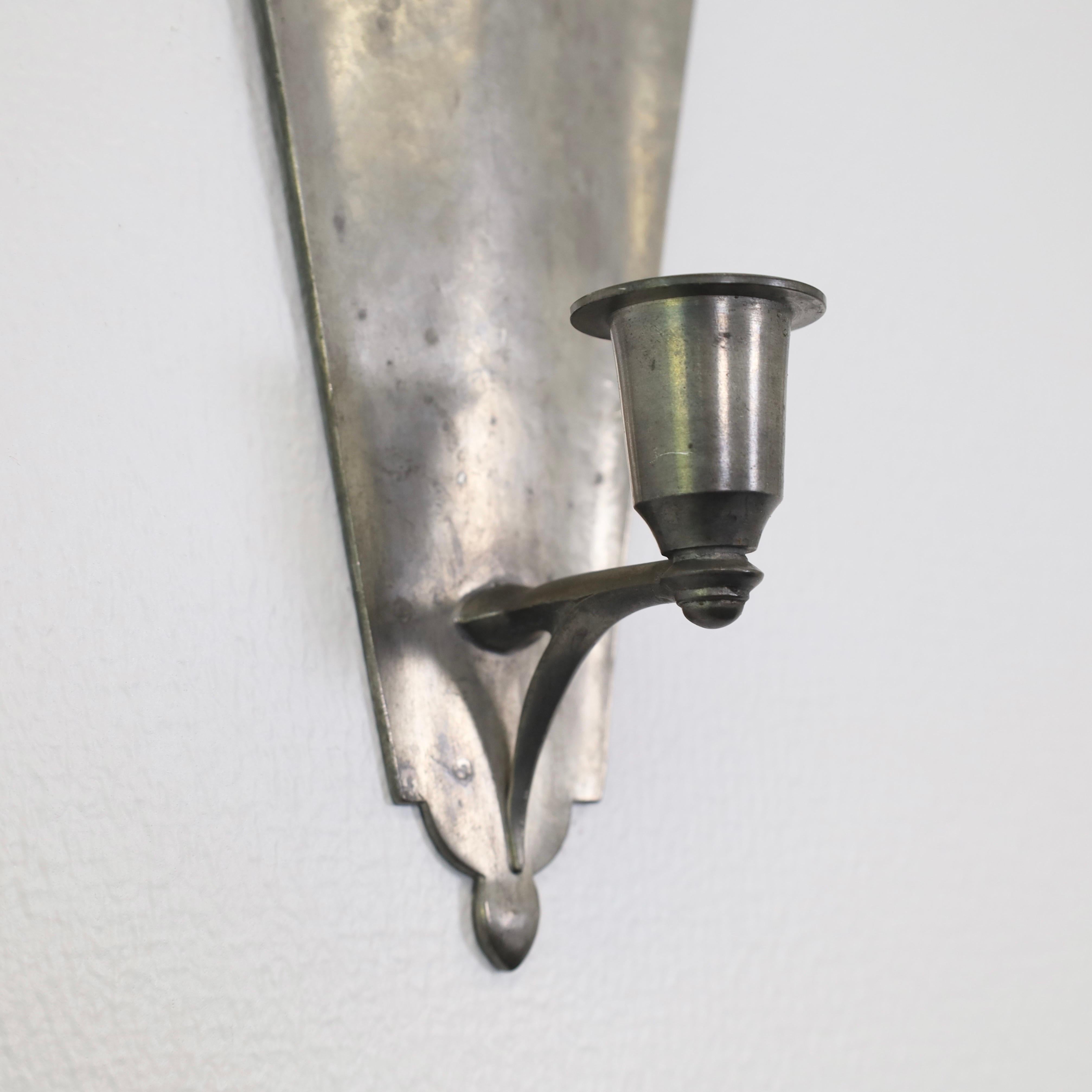 Pewter Candle Sconces by Just Andersen, 1920s, Denmark For Sale 3