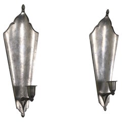 Pewter Candle Sconces by Just Andersen, 1920s, Denmark