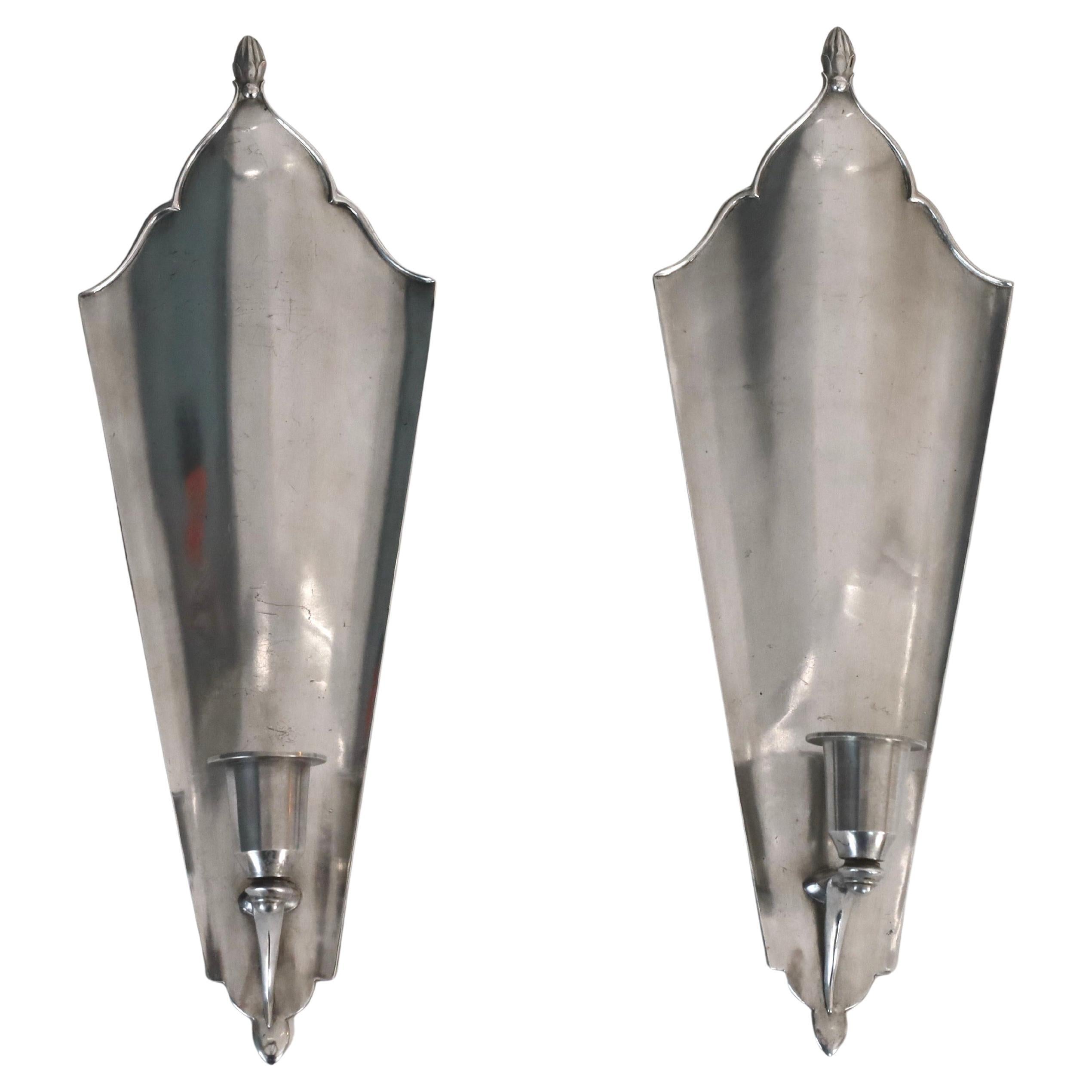 Set of Pewter Candle Sconces by Just Andersen, 1920s, Denmark