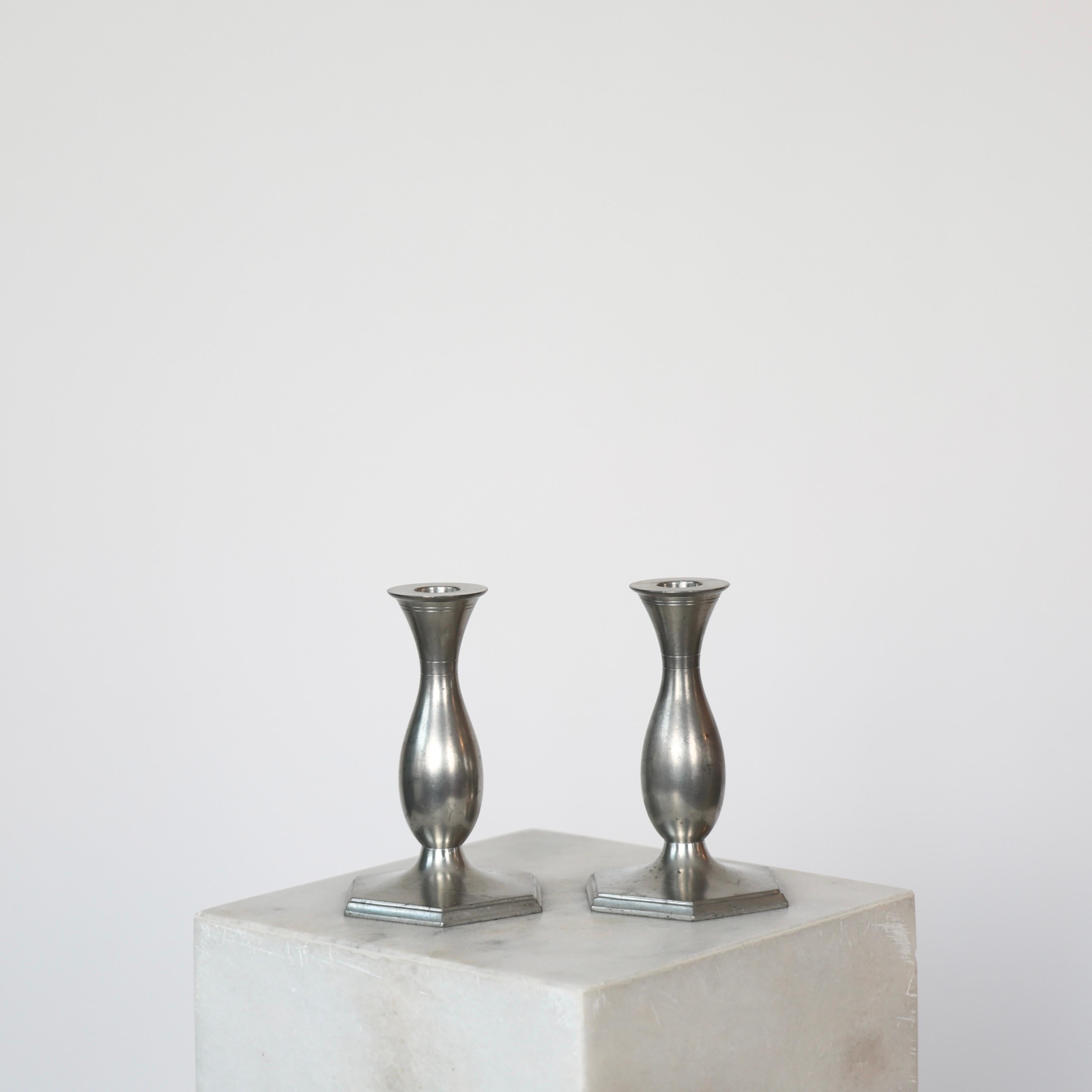 Set of Pewter Candlesticks by Just Andersen, 1920s, Denmark For Sale 4