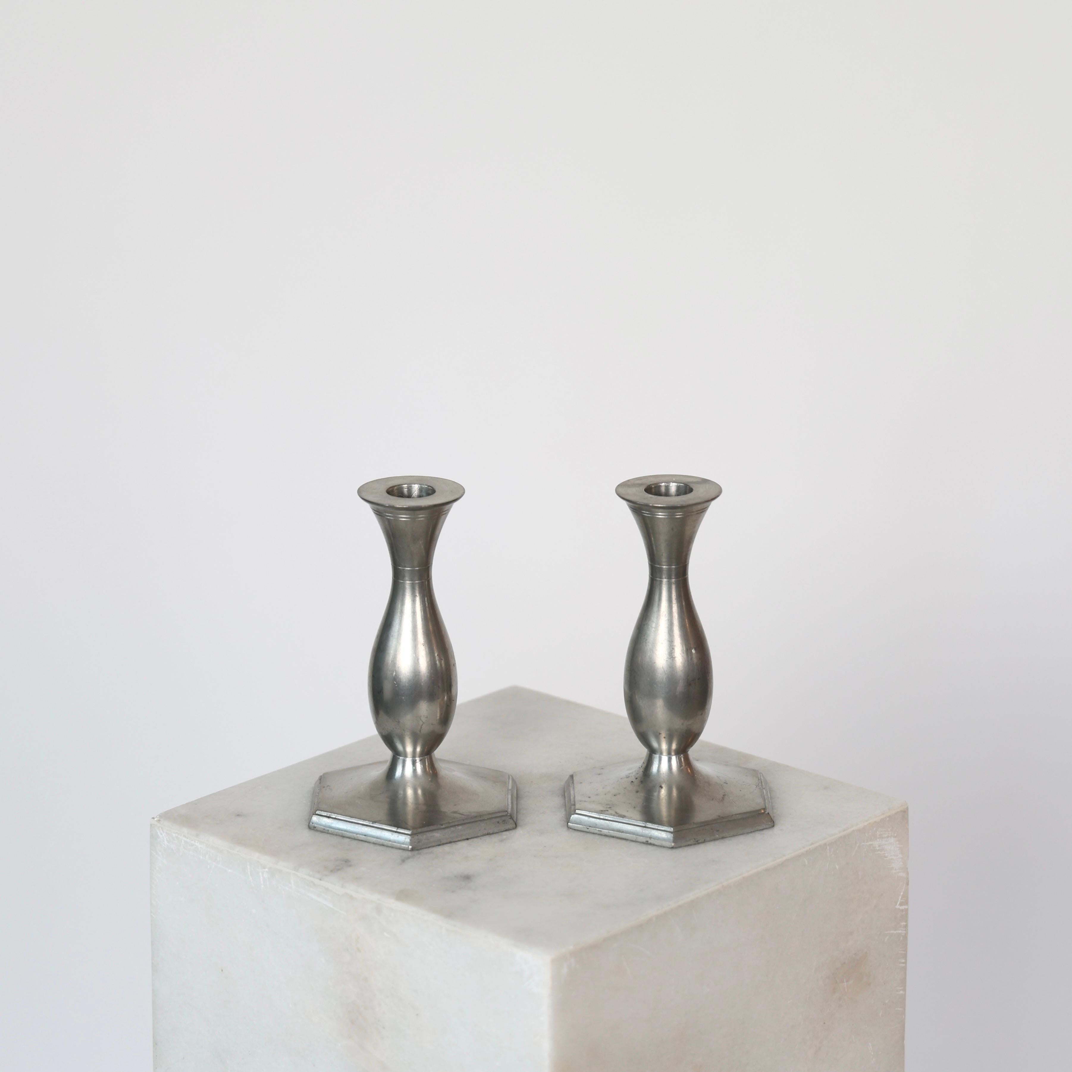 Danish Set of Pewter Candlesticks by Just Andersen, 1920s, Denmark For Sale