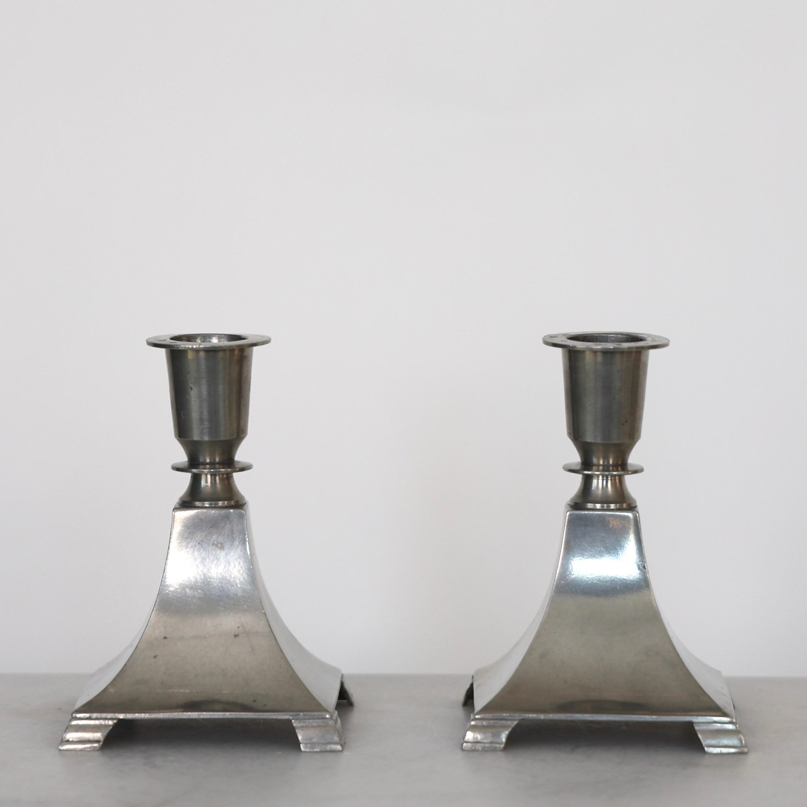 Set of Pewter Candlesticks by Just Andersen, 1920s, Denmark For Sale 1