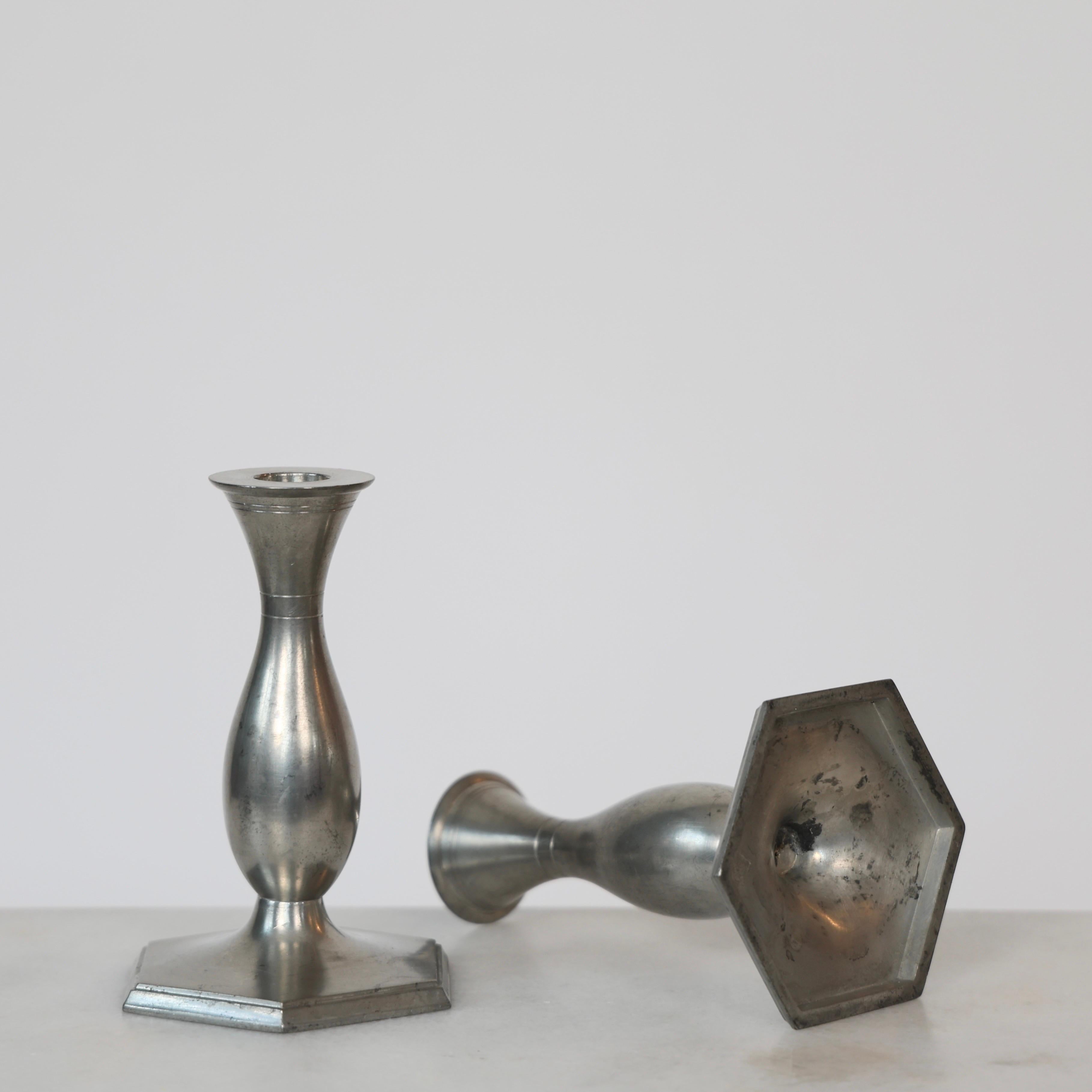 Set of Pewter Candlesticks by Just Andersen, 1920s, Denmark For Sale 1
