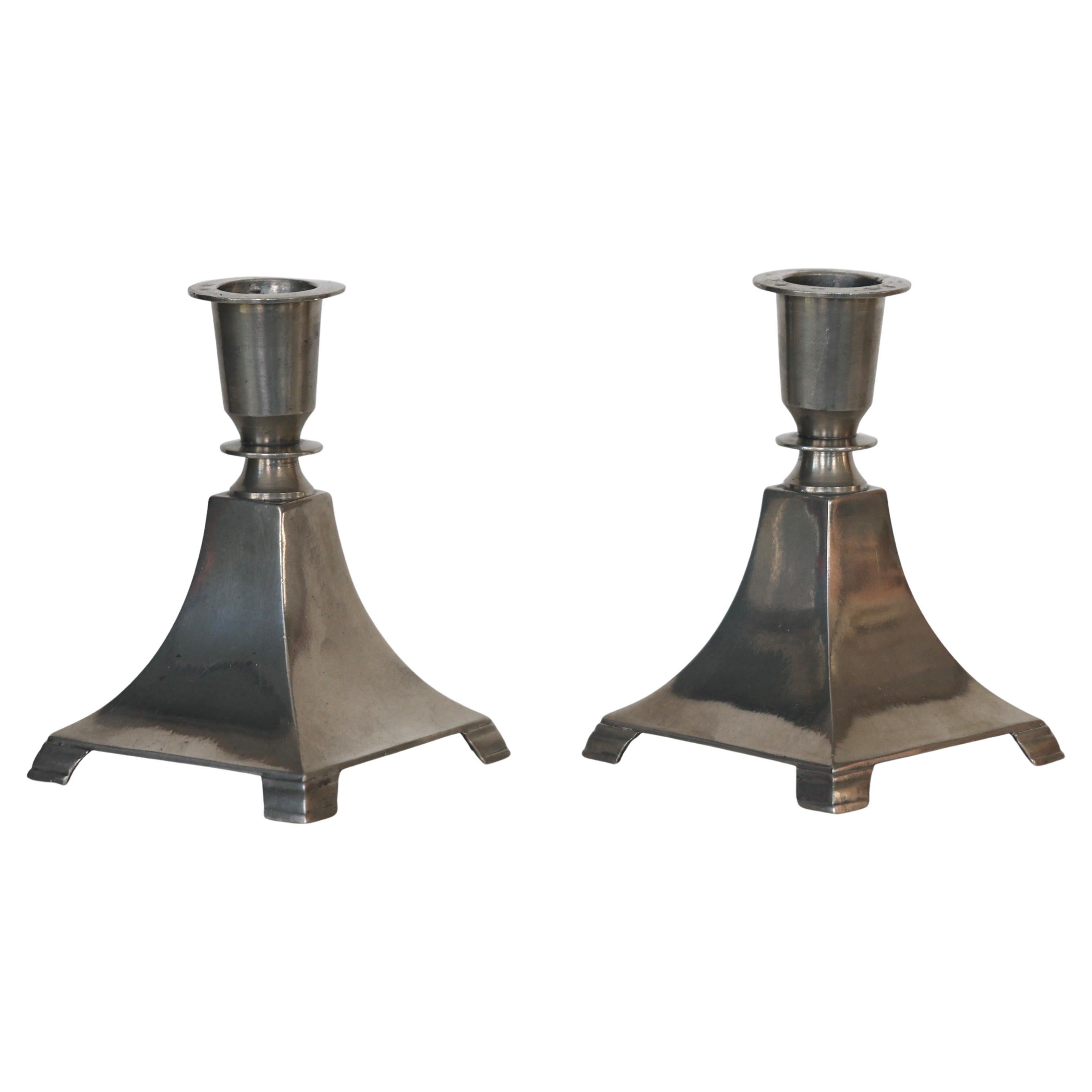 Set of Pewter Candlesticks by Just Andersen, 1920s, Denmark