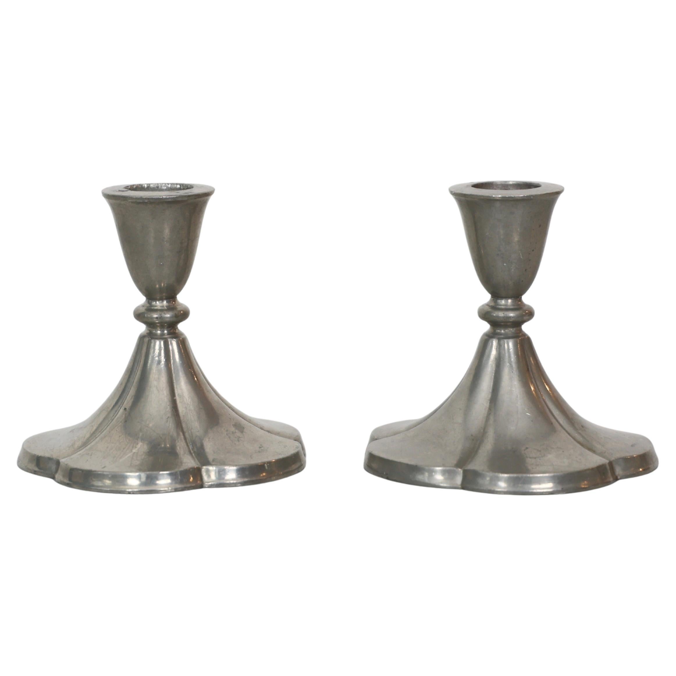 Set of Pewter Candlesticks by Just Andersen, 1920s, Denmark