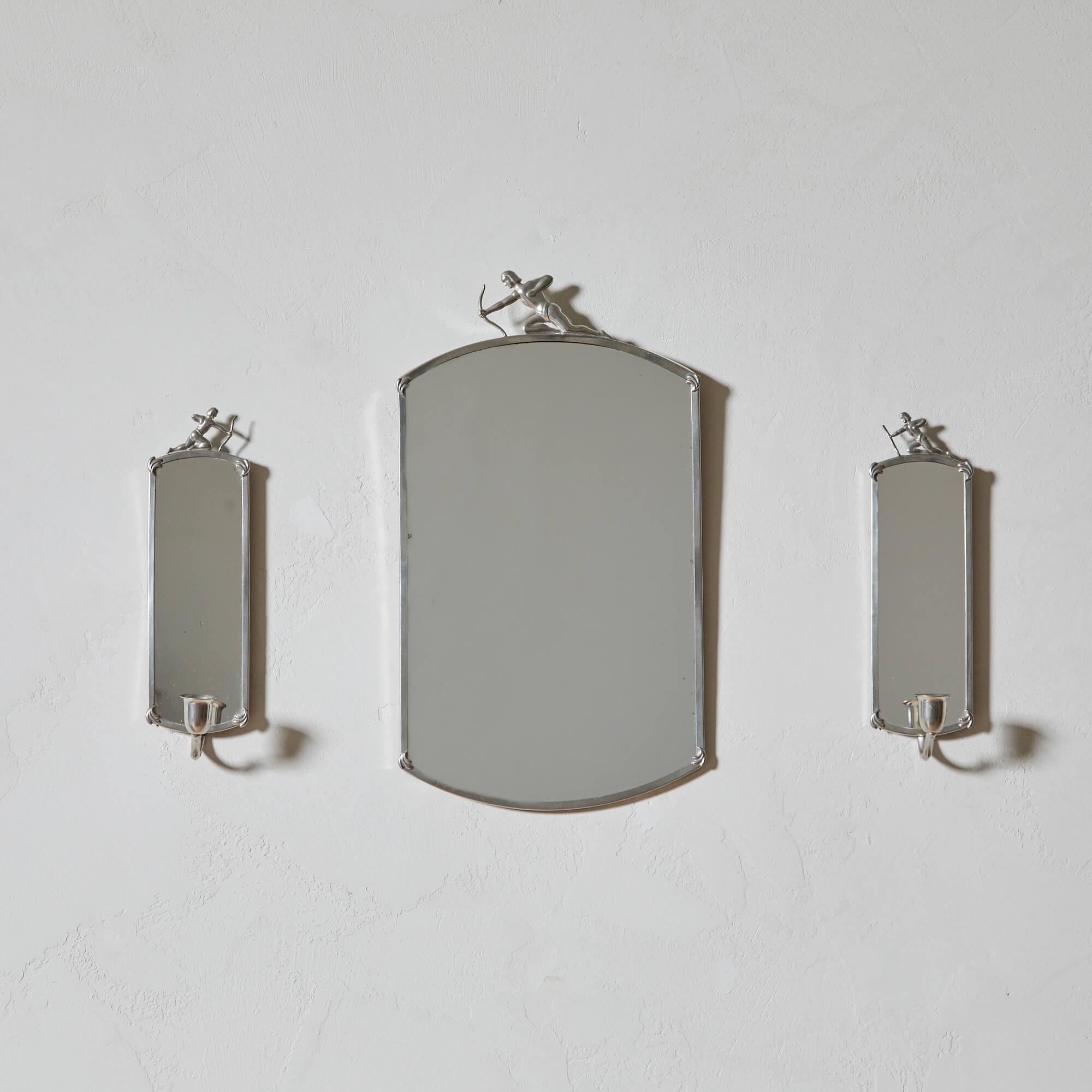 Art déco Jeu de miroirs Swedish Grace en étain en vente