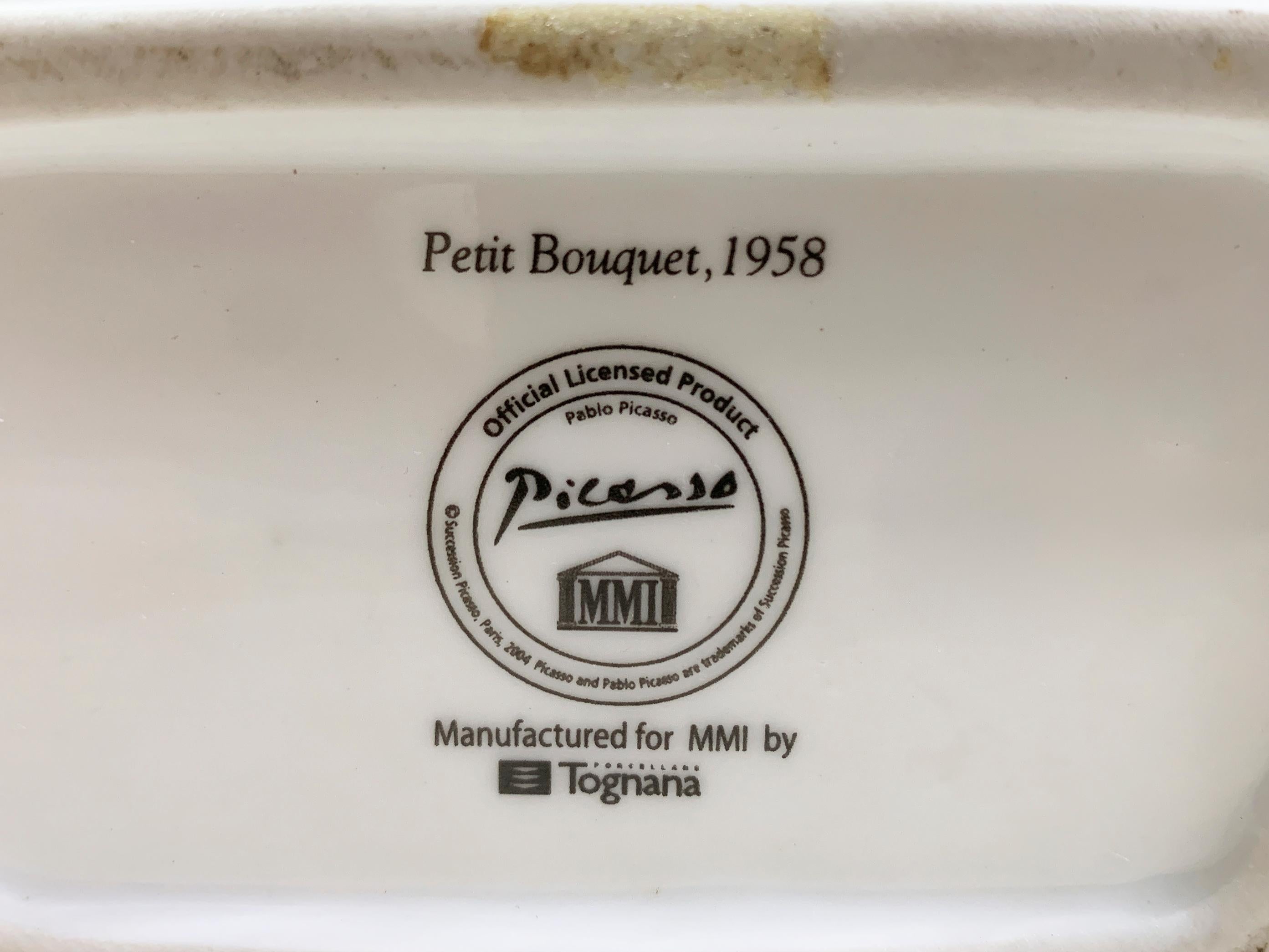 Set of Picasso Licensed Tognana Porcelain Bottle and Vase, for MMI, Italy For Sale 2