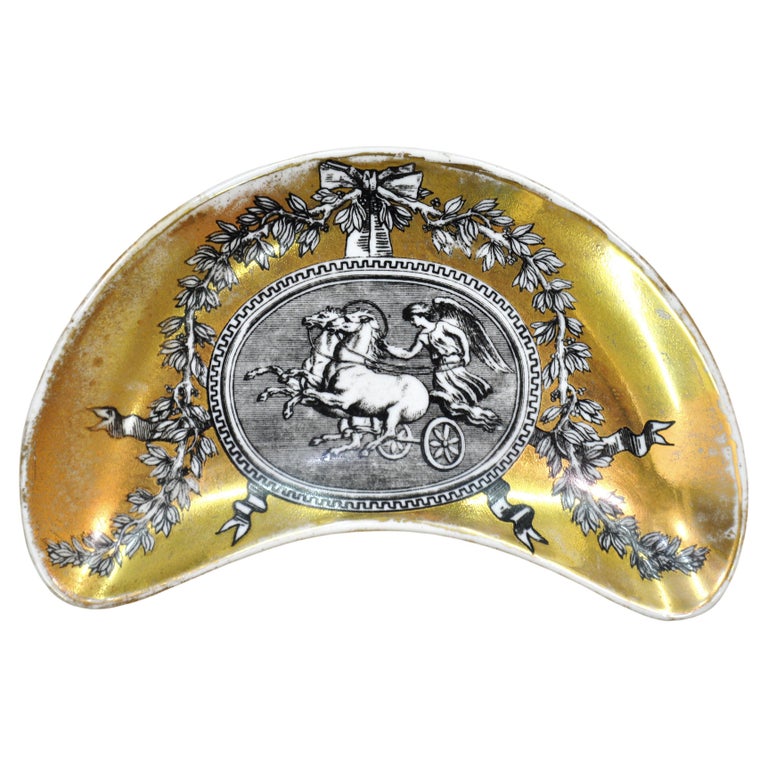 Set of Piero Fornasetti Medaglioni Crescent Catchall Trays, 1960s For Sale at 1stDibs